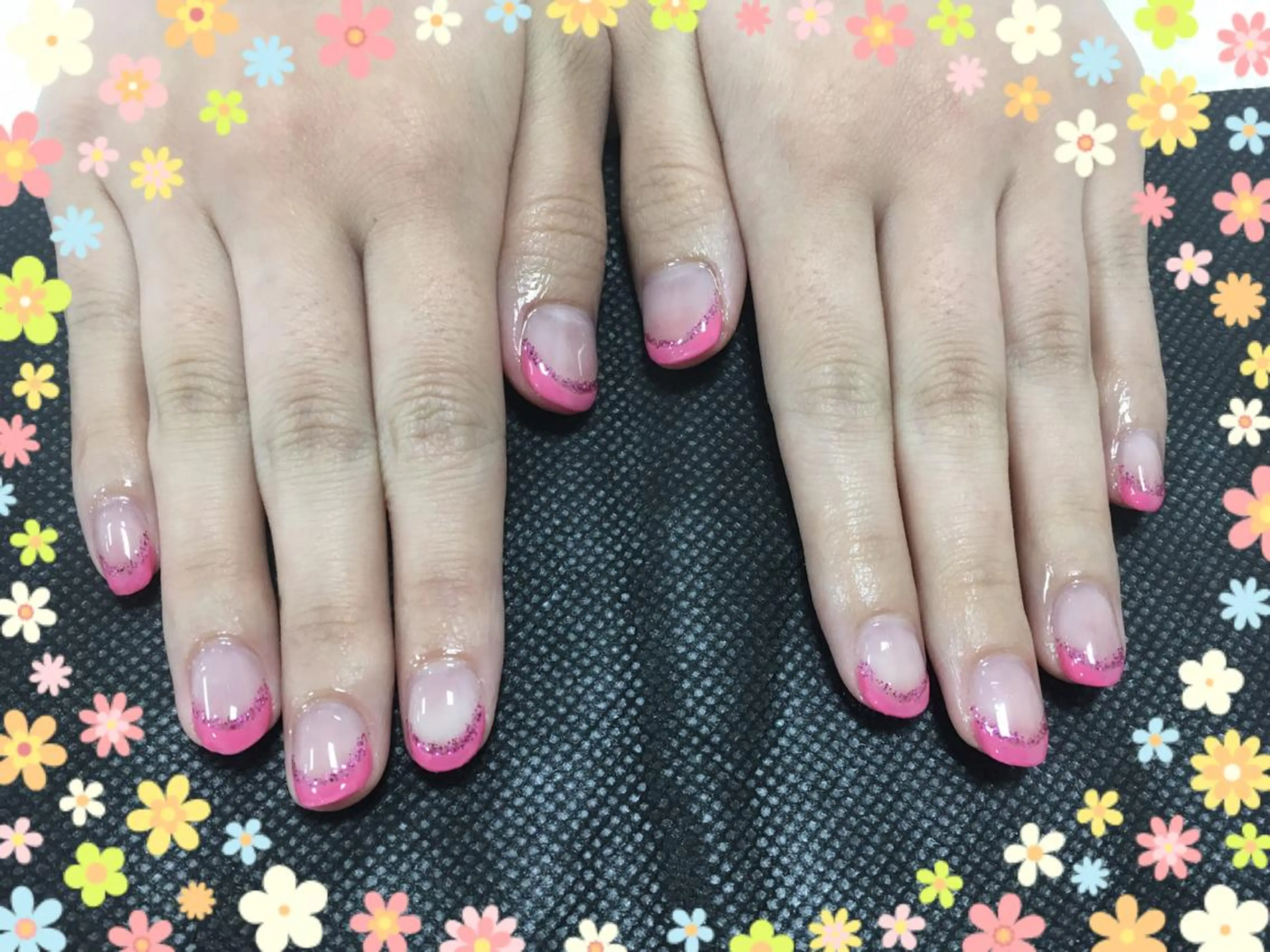 ネイル フレンチネイル ラメ(グリッター) ネイル＆フラワーサロン〜Ri✦hiro〜鳥栖店所属・HIRATA RIEのネイルデザイン