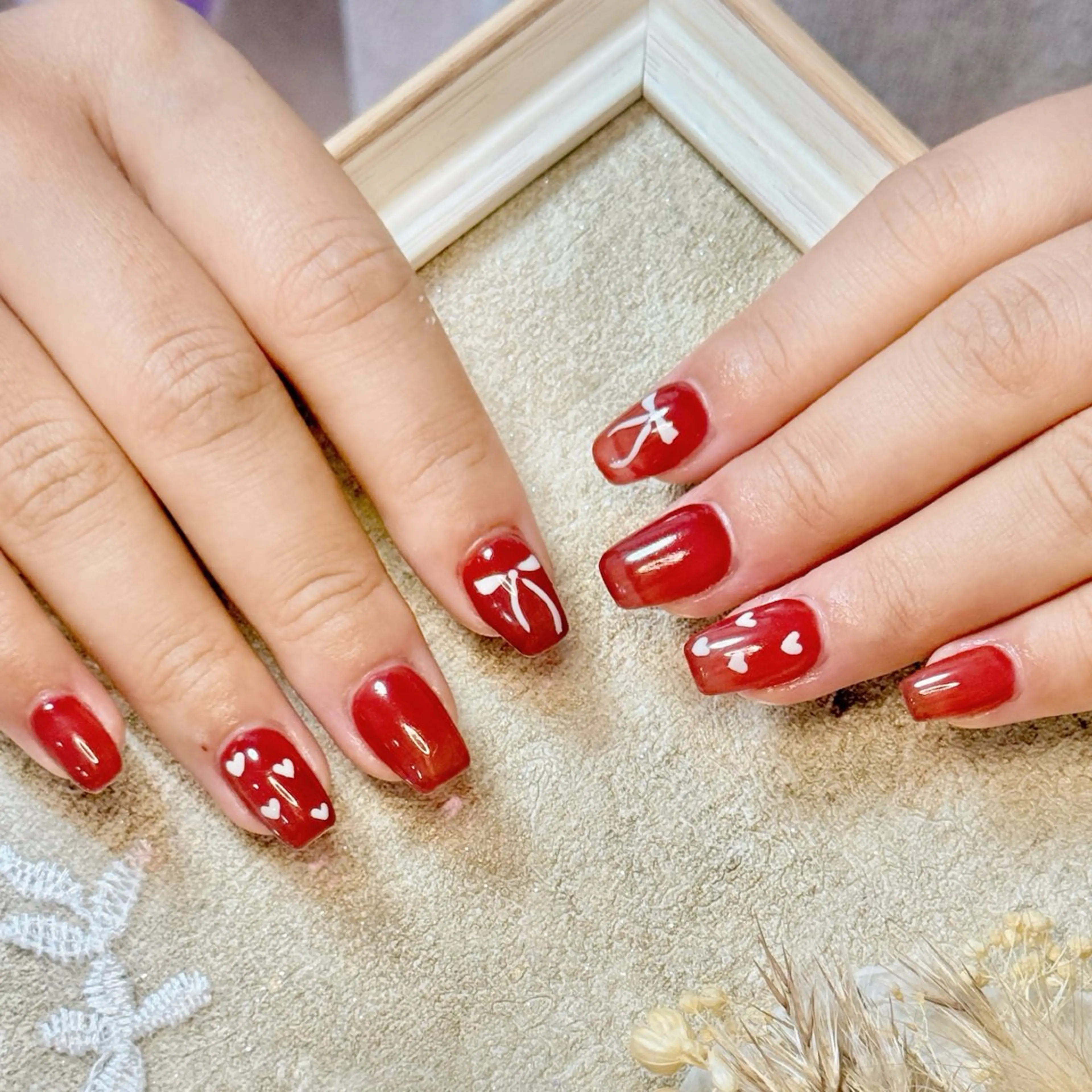 ネイル アートネイル オーロラネイル チークネイル フレンチネイル ガラスフレンチ ハンドネイル 🎀🎀YooLi Nail Salonのネイルデザイン