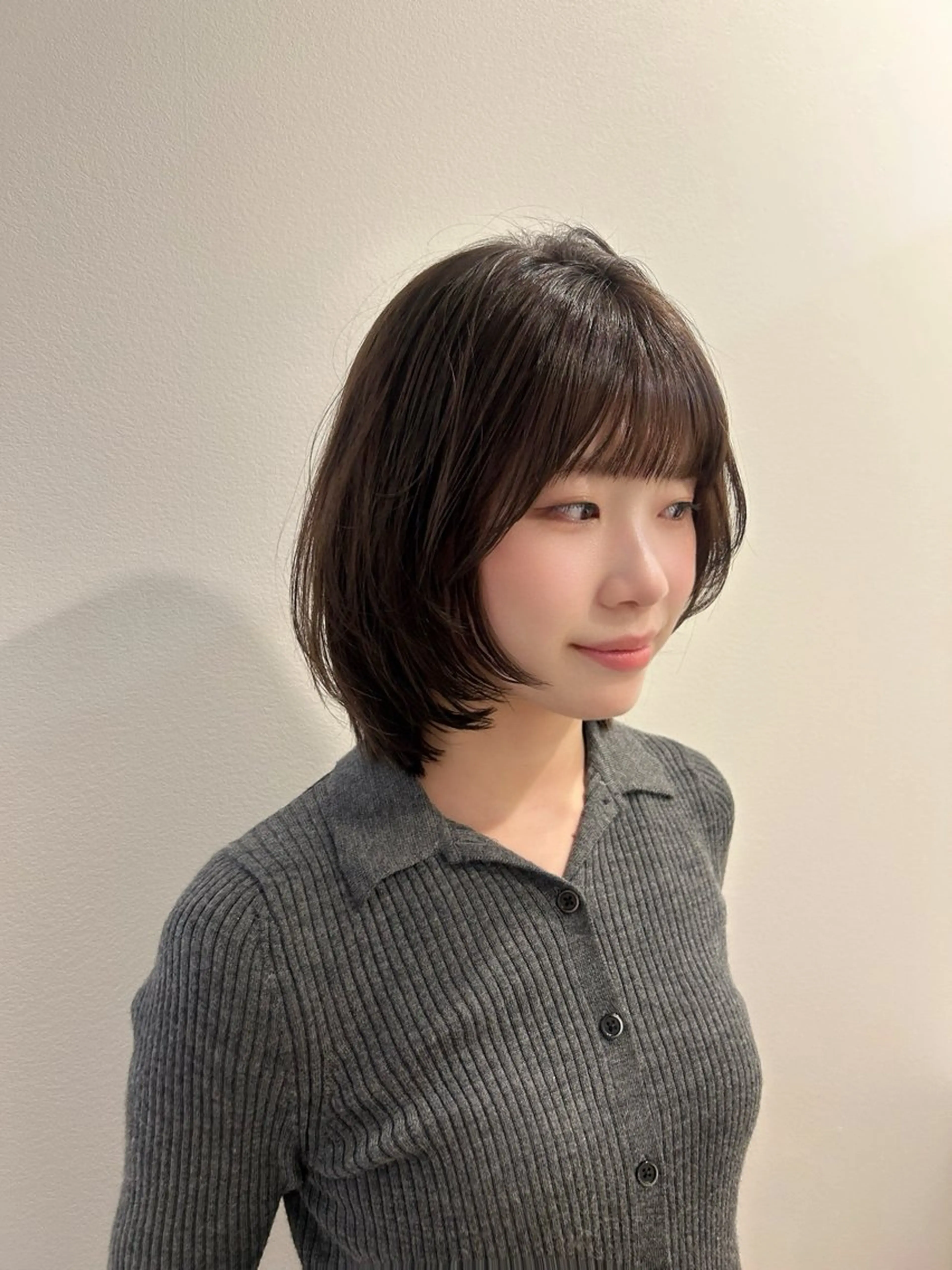 ミディアム ボブレイヤー ボブ レイヤーカット カット ヘアカラー 柔らかい縮毛矯正/ ボブ/北林のヘアスタイル