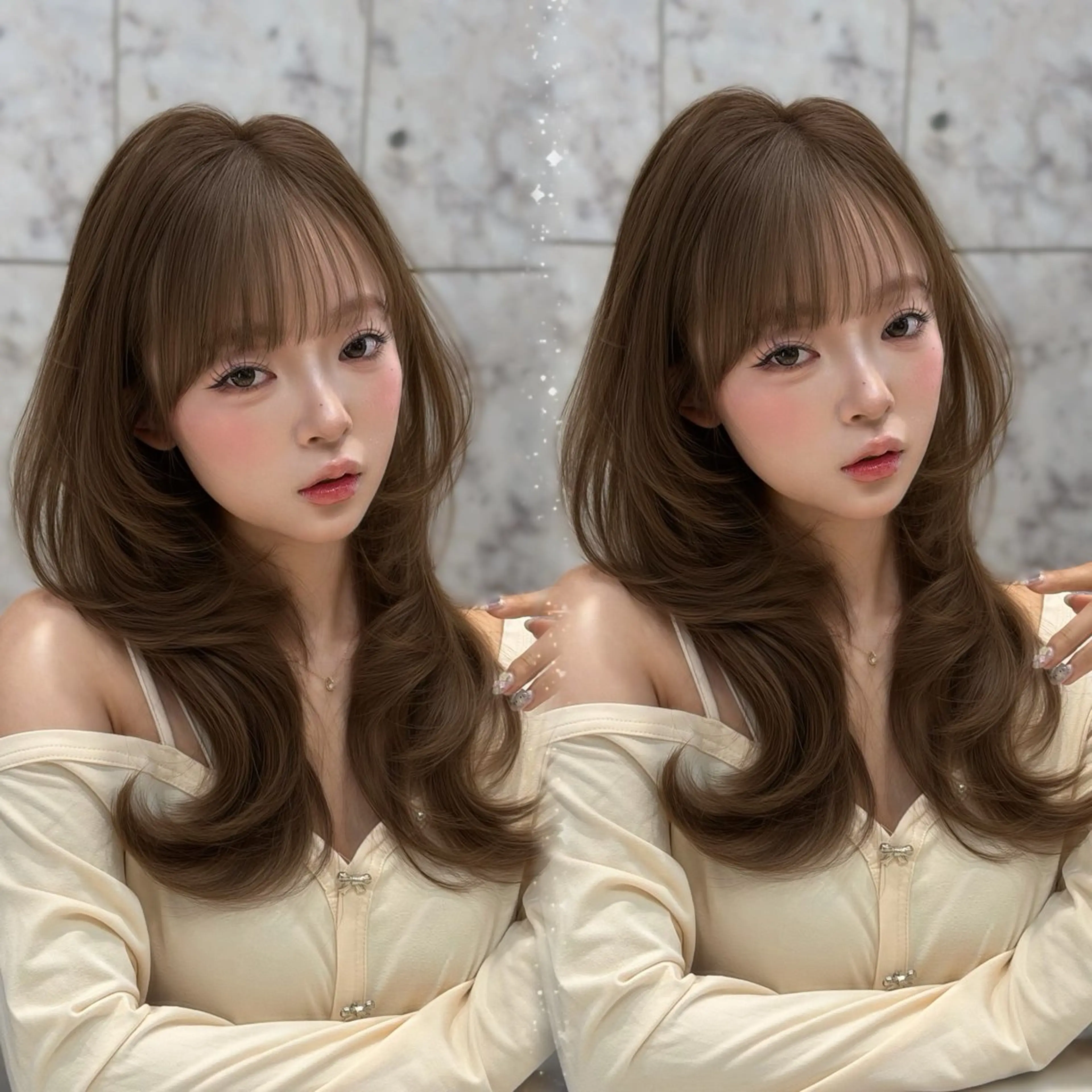 セミロング カラー 新宿/韓国風レイヤー 髪質改善/渋谷直樹のヘアスタイル