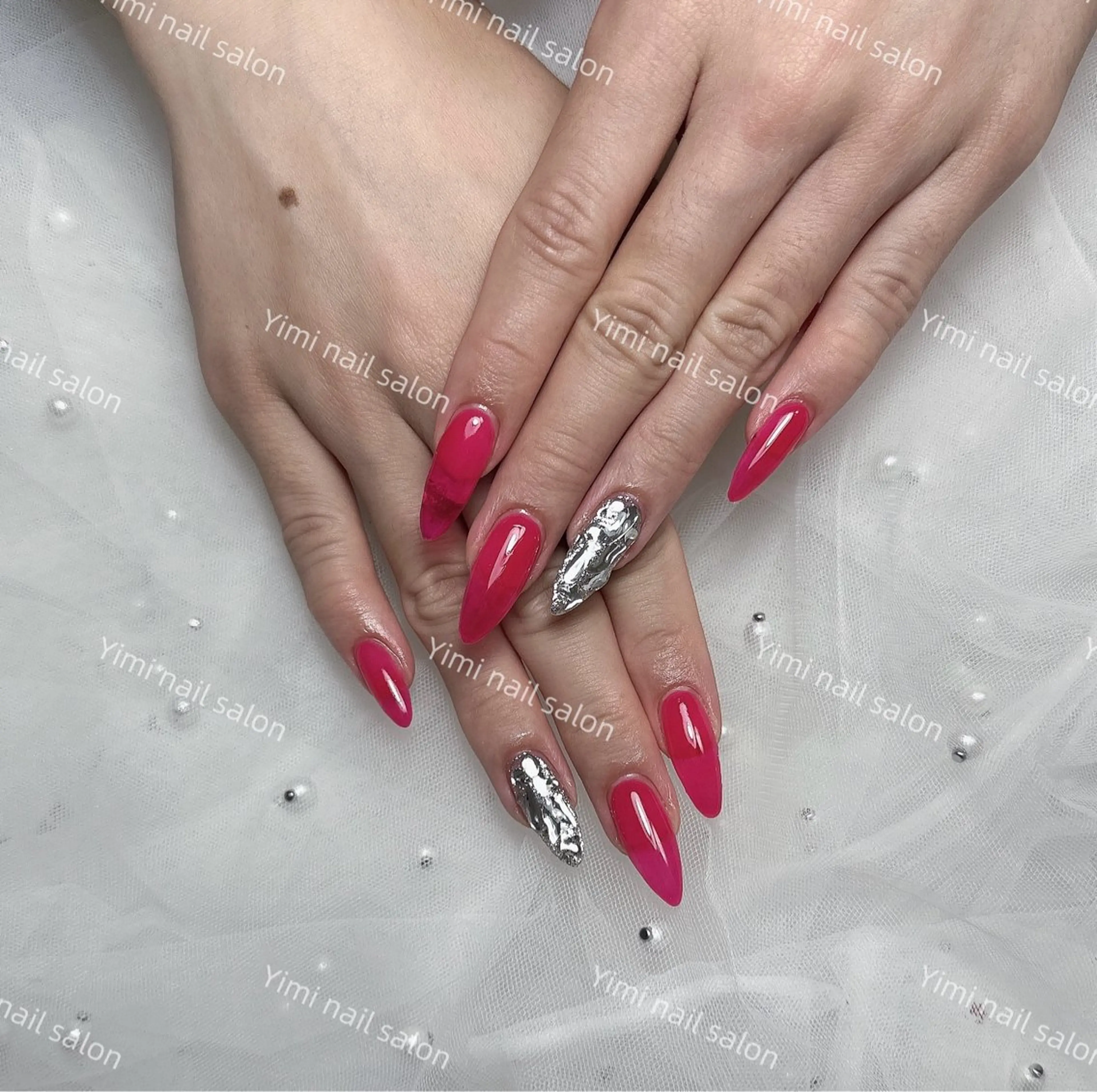 ネイル Yumi ジェル& チップ長さだしのネイルデザイン