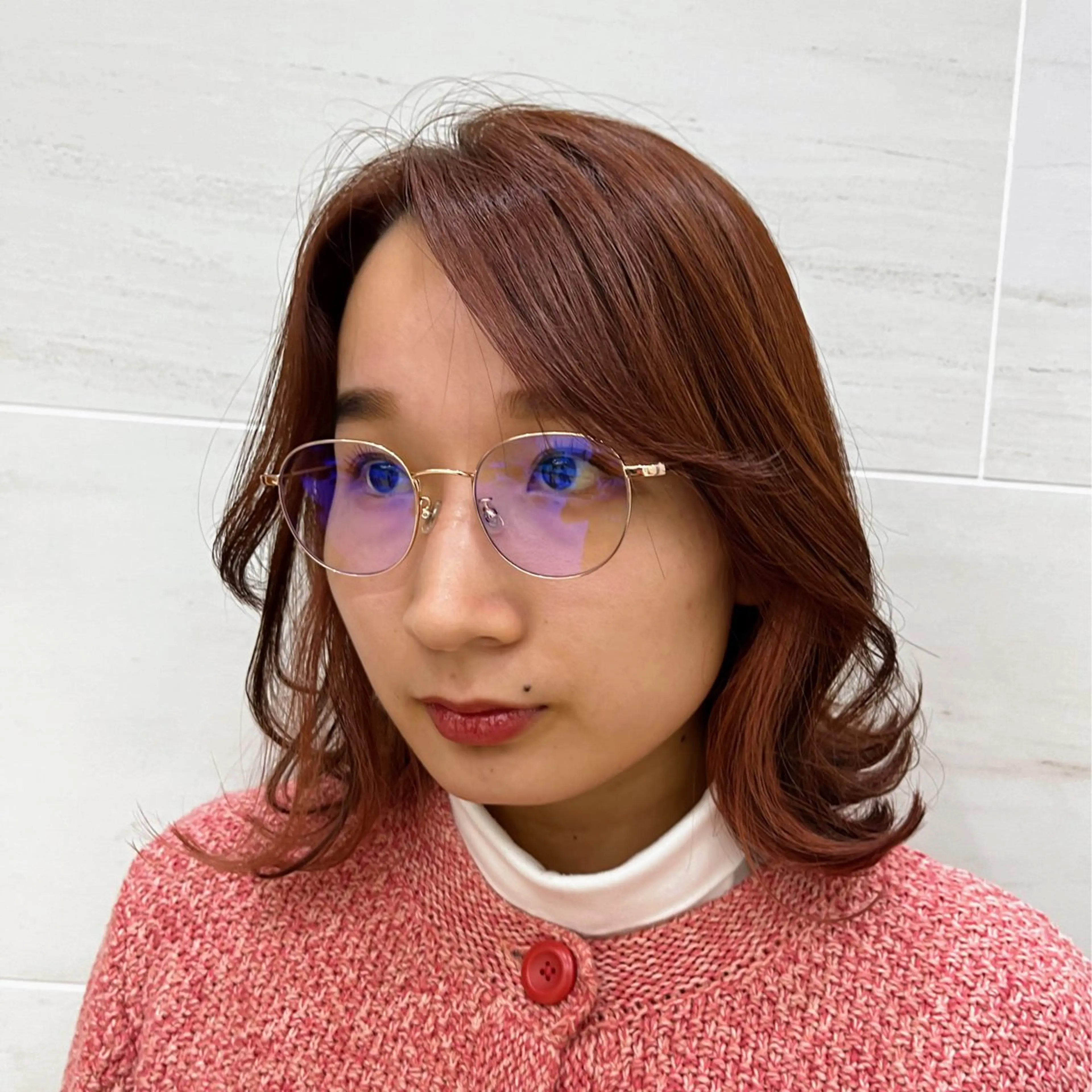 ミディアム カラー オレンジ オレンジピンク ピンクカラー カット ヘアカラー Chic 押上🗼 山口 卓朗のヘアスタイル