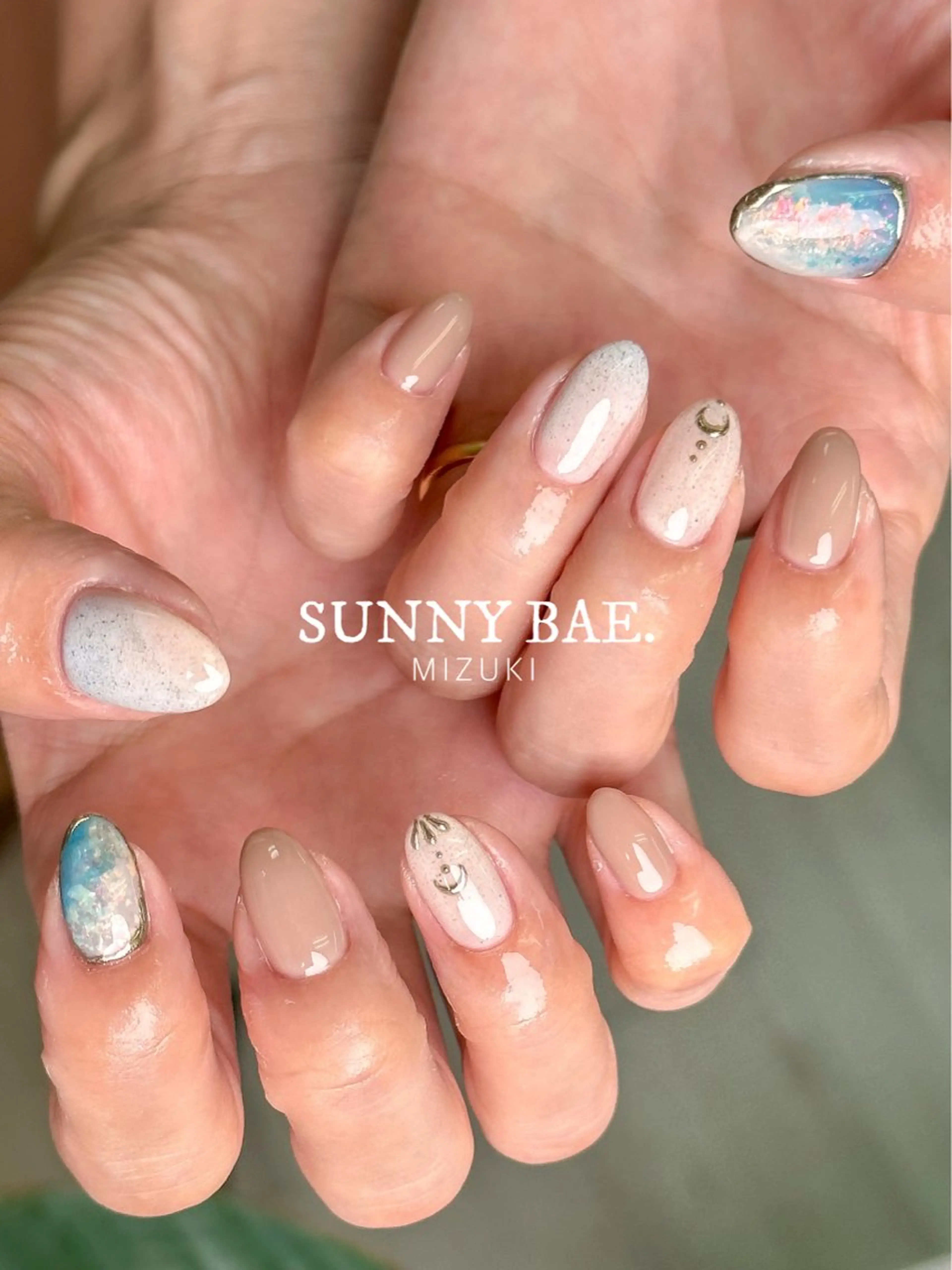 ネイル ブルー ミラーネイル 夏ネイル ハンドネイル SUNNY BAE. 🌼MIZUKIのネイルデザイン