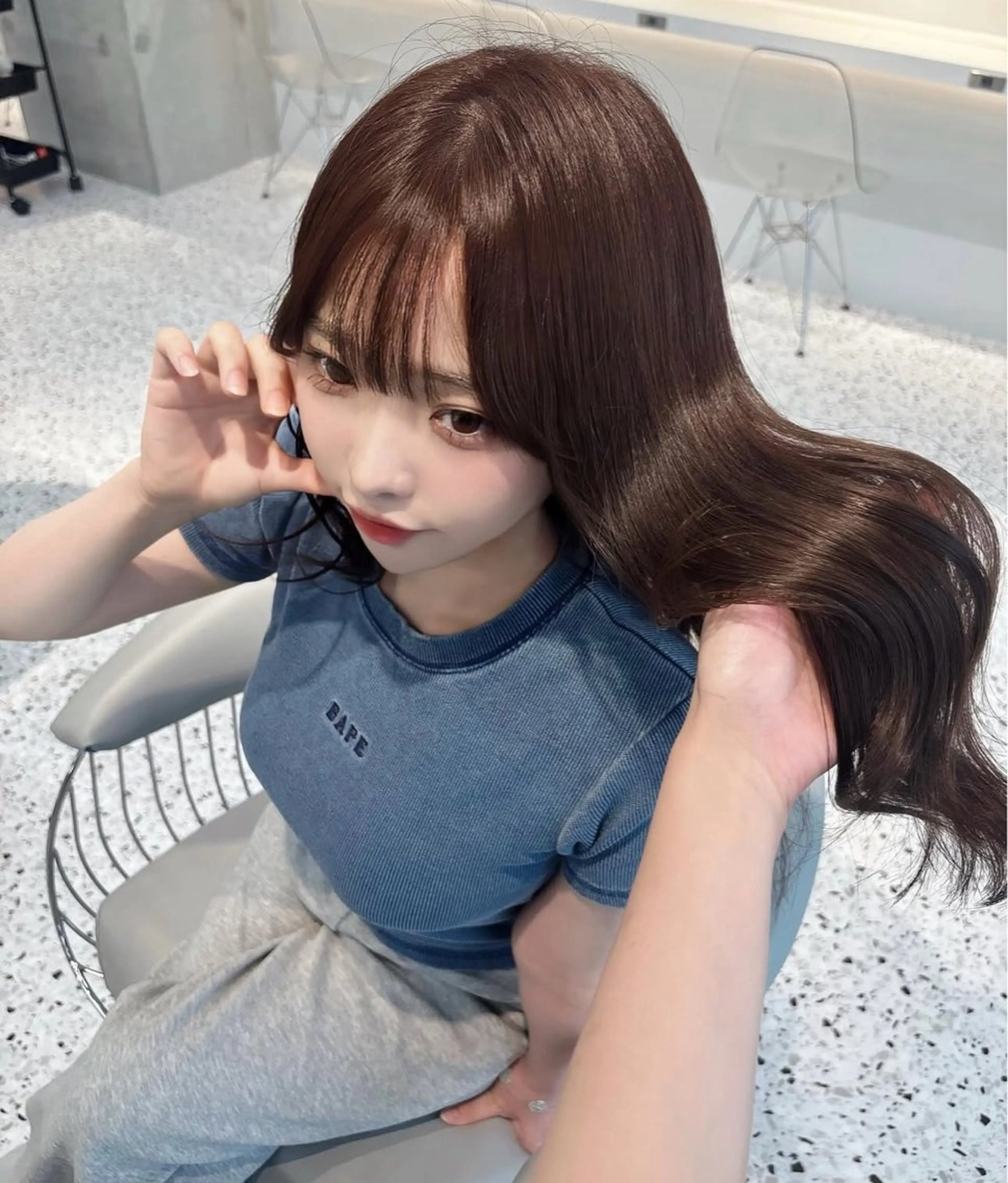 ロング カラー カット ヘアカラー トリートメント Lond mare レイヤーカット/韓国のヘアスタイル