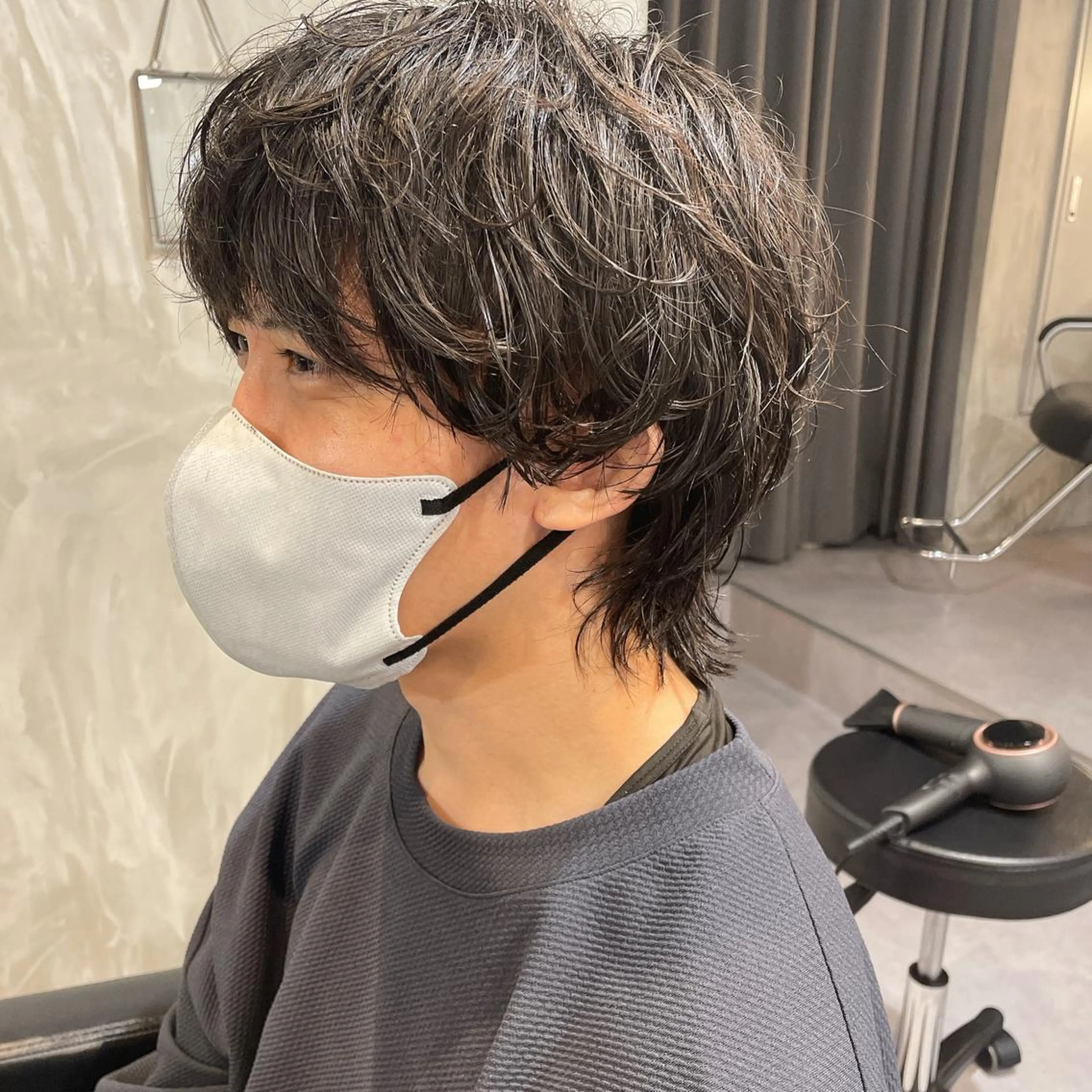 ミディアム パーマ メンズ カット パーマ ヤマモト マイのヘアスタイル