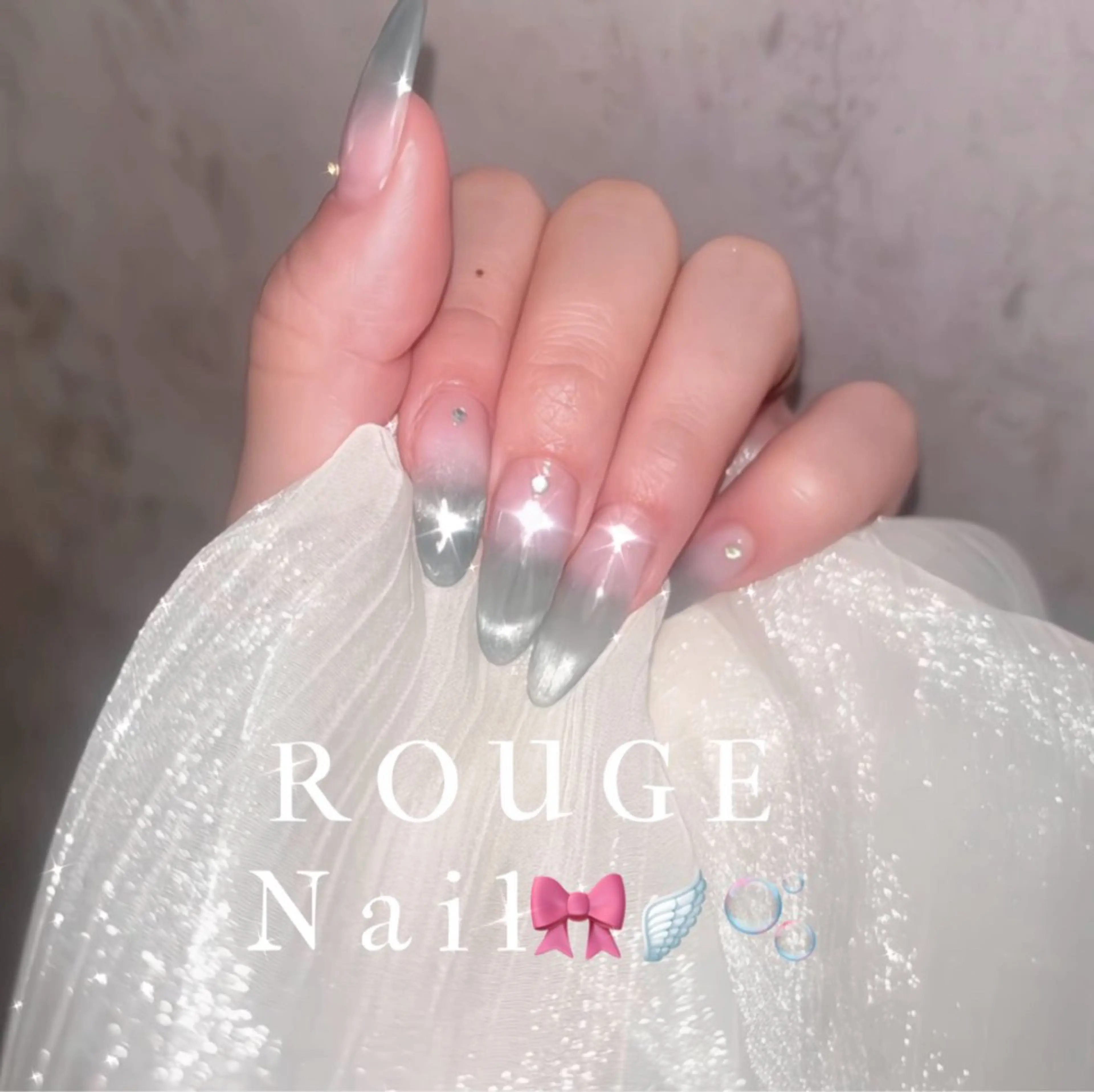 ネイル 水色 マグネットネイル ハンドネイル ROUGE NAIL所属・ROUGE ルージュ NAILSALONのネイルデザイン
