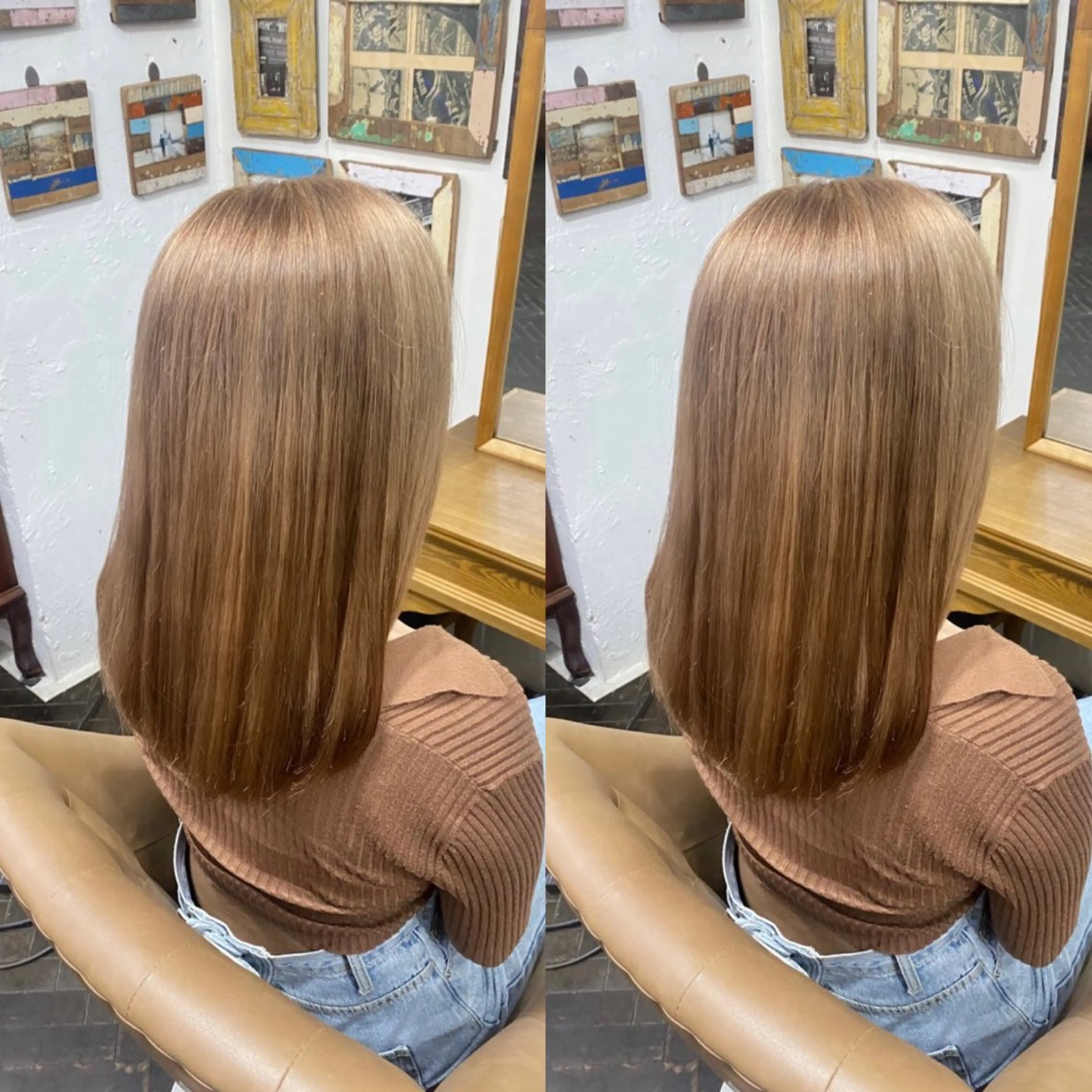 セミロング カラー ベージュカラー ヘアカラー トリートメント ☻モエカ/石川町 元町中華街☻のヘアスタイル