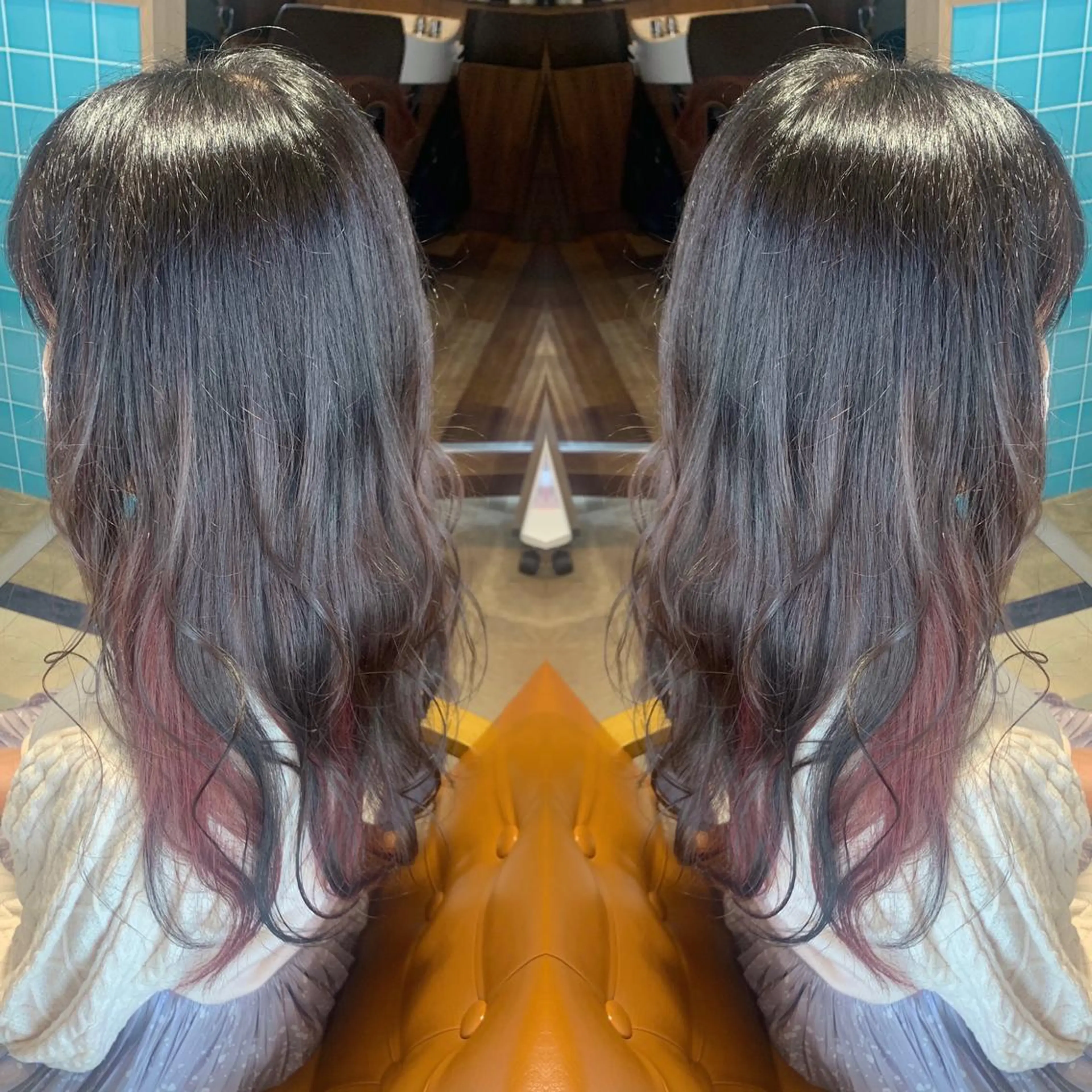 ロング カラー レッドカラー 韓国🇰🇷 ✂︎hair 内田愛のヘアスタイル