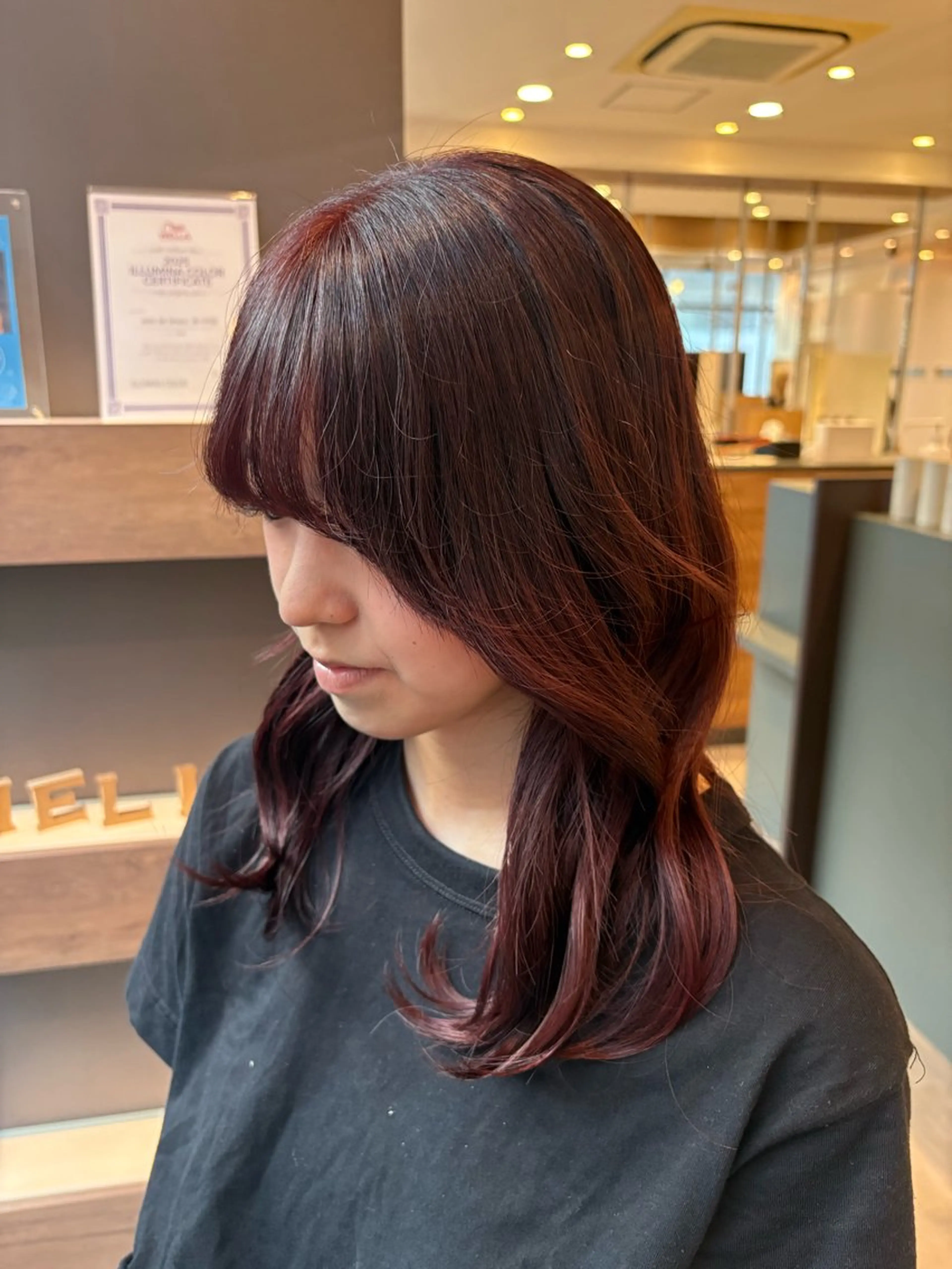 ロング カラー ボルドーカラー ヘアカラー まほ/ あべの/braceのヘアスタイル