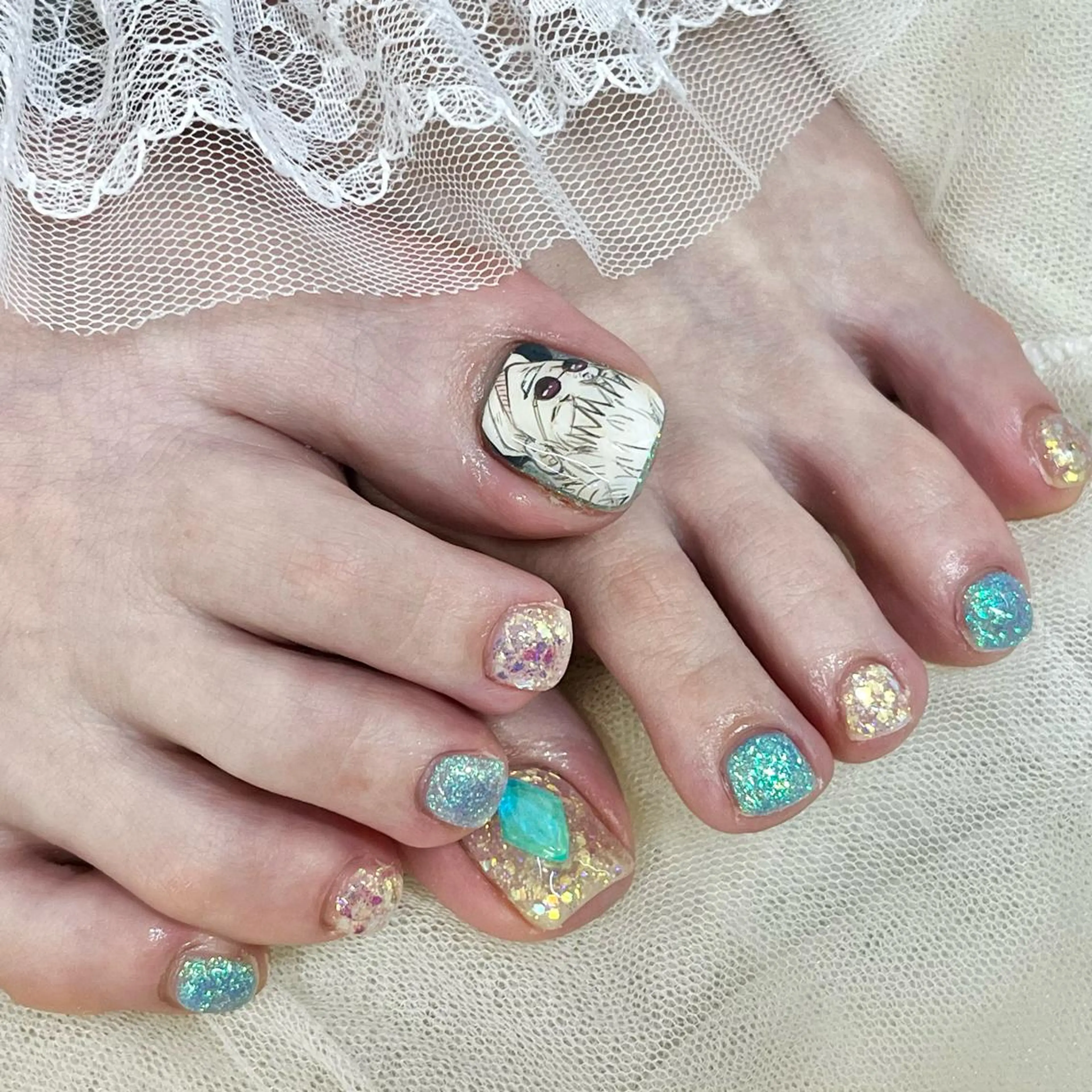 Foot💙痛ネイル1本ワンカラー(ラメかカラー選択可)オフなし【1週間前予約必須】の写真