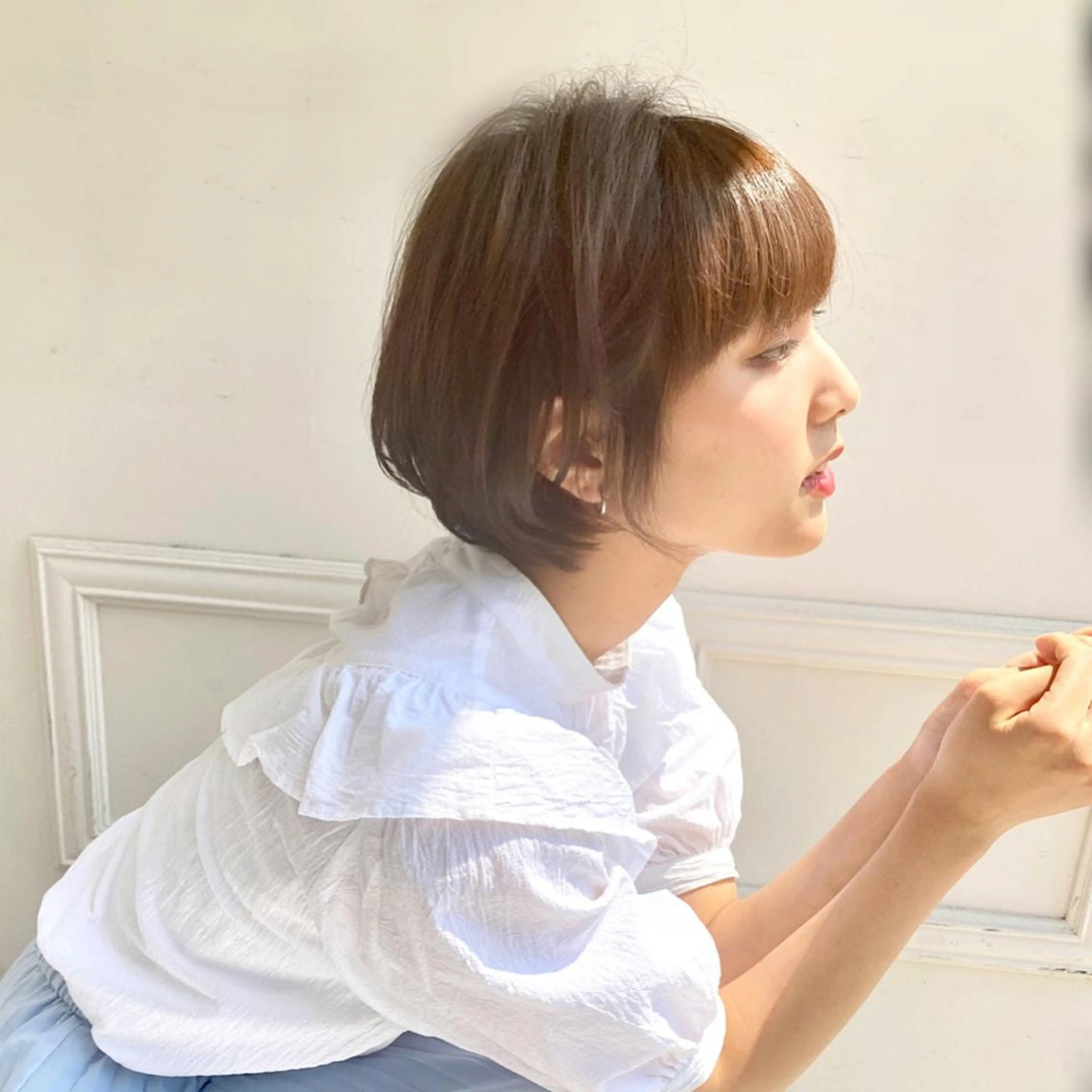 ショート カラー ショートボブ ベージュカラー ボブ ショートヘア カット ヘアカラー トリートメント 川越 輝梨奈のヘアスタイル