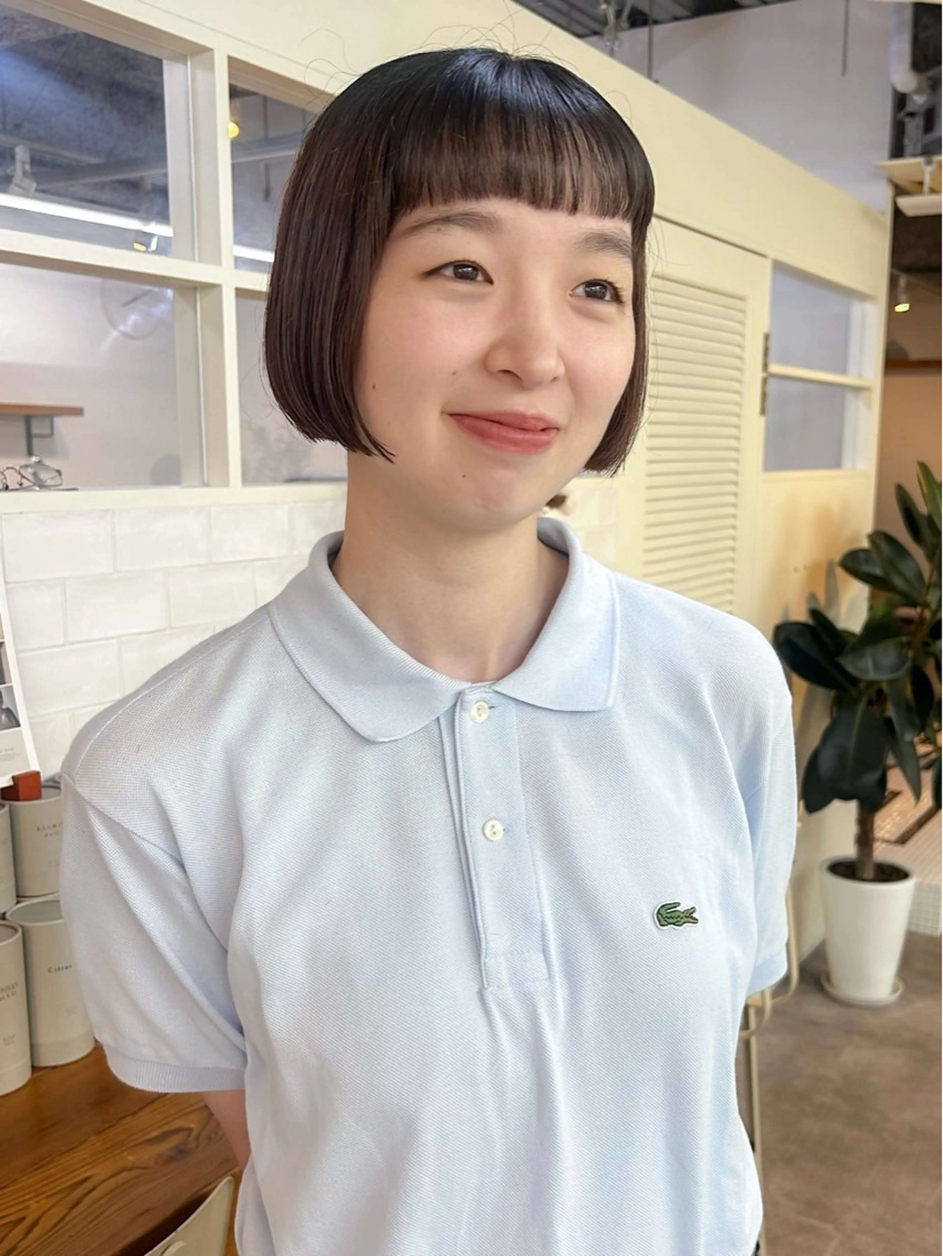 ショート カラー ボブ オン眉 ヘアカラー yumeka🩶ボブ 暖色/透け感カラーのヘアスタイル