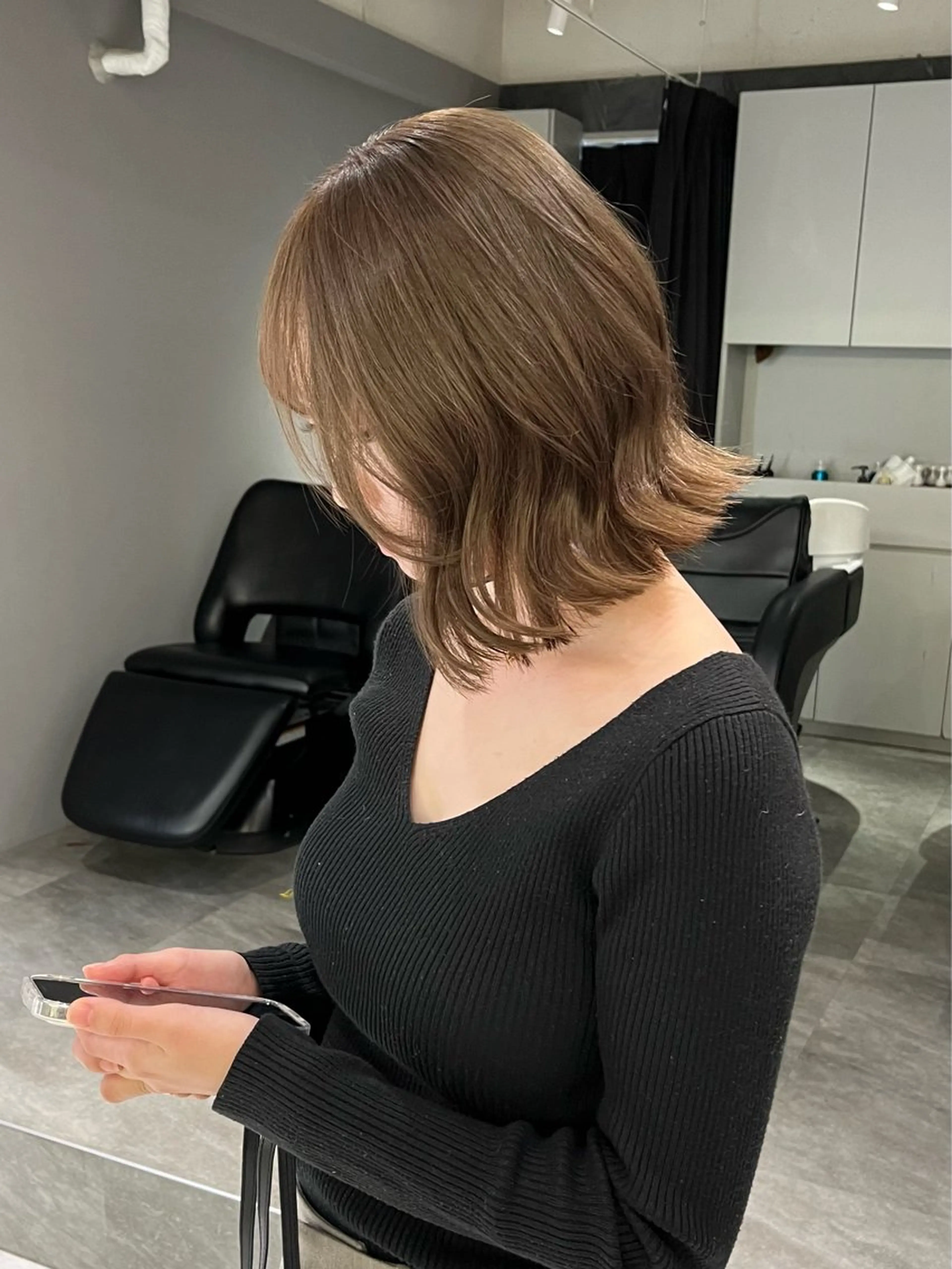 ミディアム カラー 💚色落ちまで可愛い 髪質改善カラーゆうまのヘアスタイル