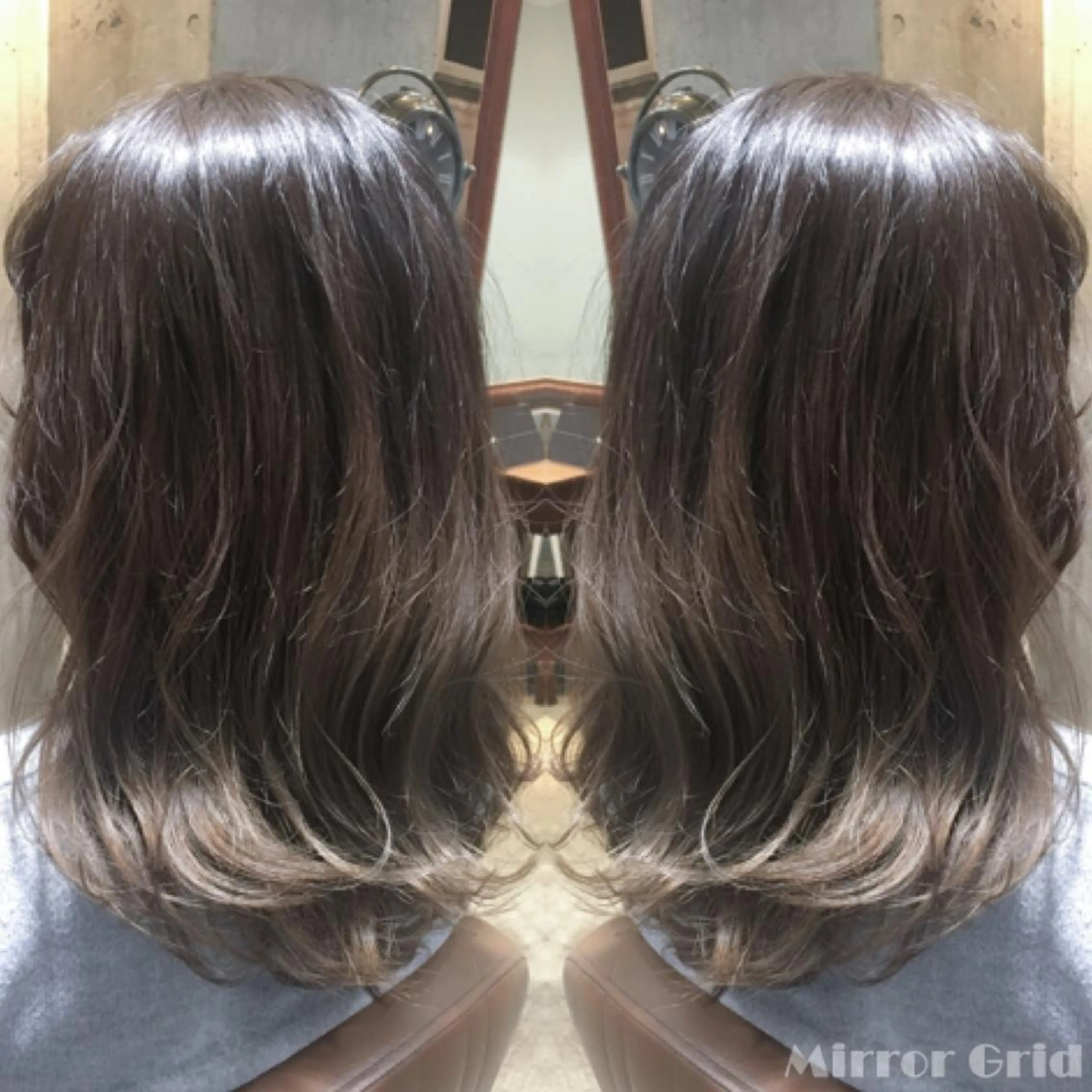 セミロング カラー ベージュカラー グラデーションカラー 北條 優輝のヘアスタイル