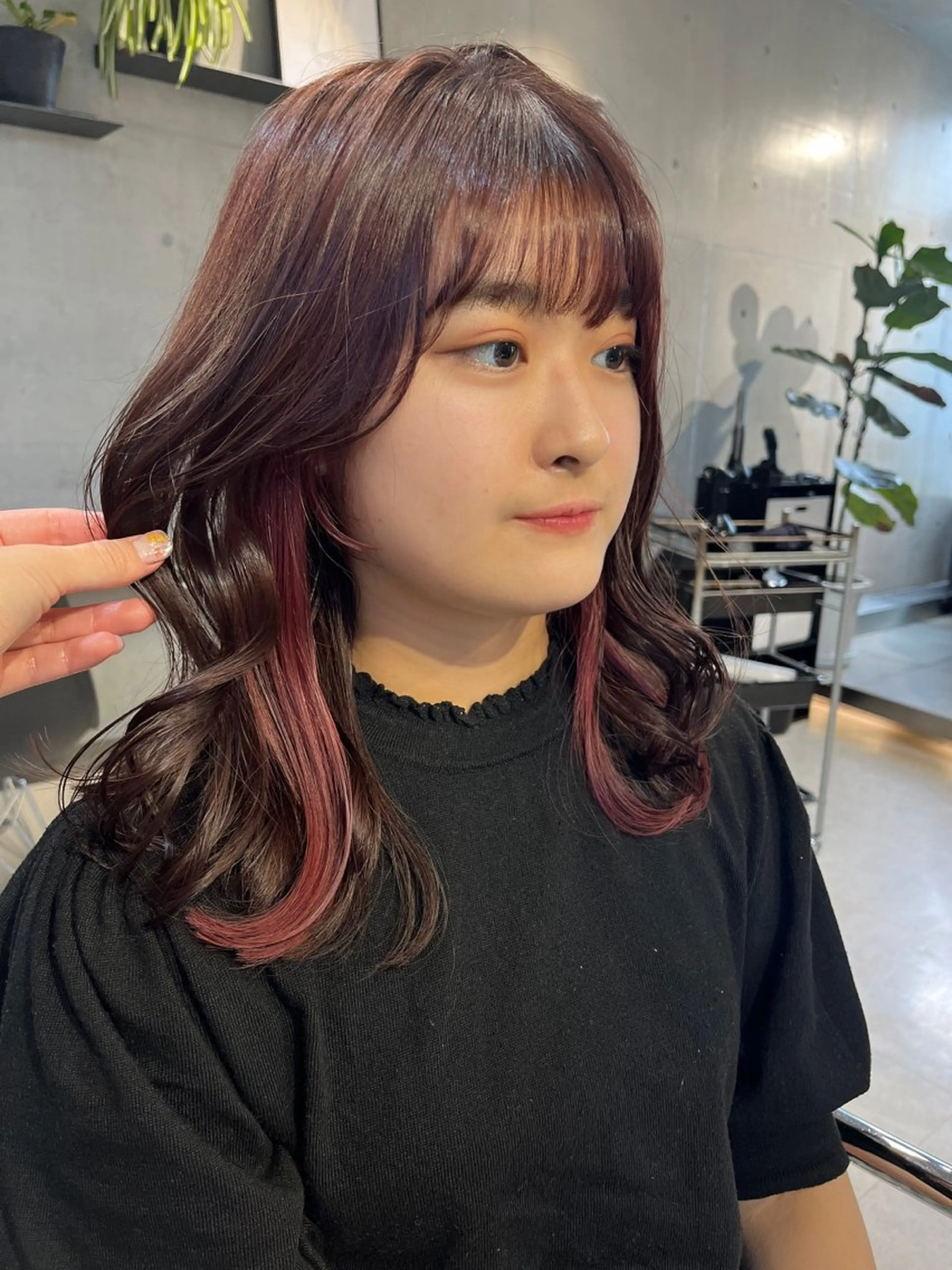 セミロング カラー パーマ ヘアアレンジ カット ヘアカラー 透明感/オリーブ/ グレージュ/YUKAのヘアスタイル
