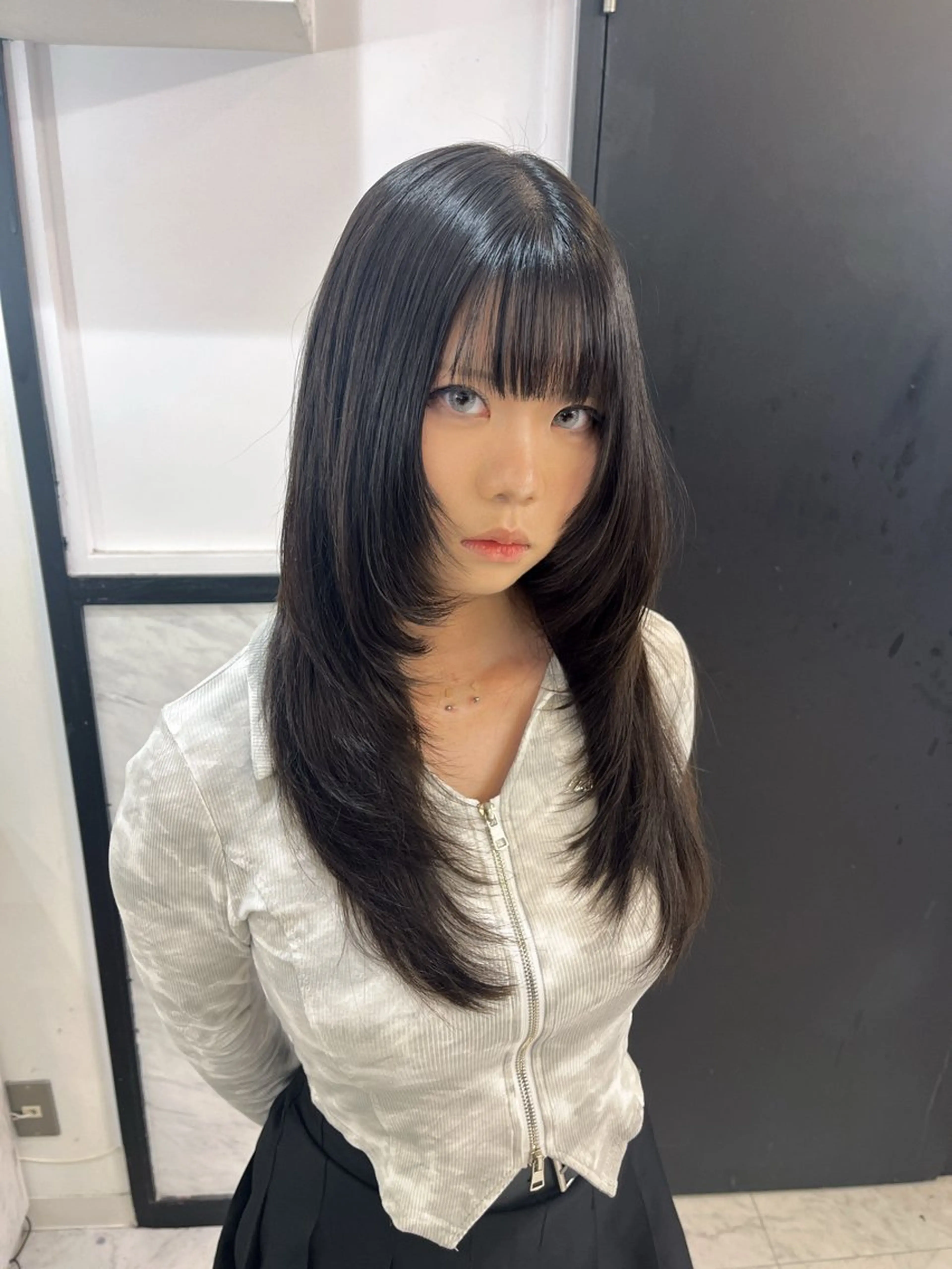 ロング カラー カット ヘアカラー トリートメント 韓国レイヤー/ ハッシュカットひかるのヘアスタイル