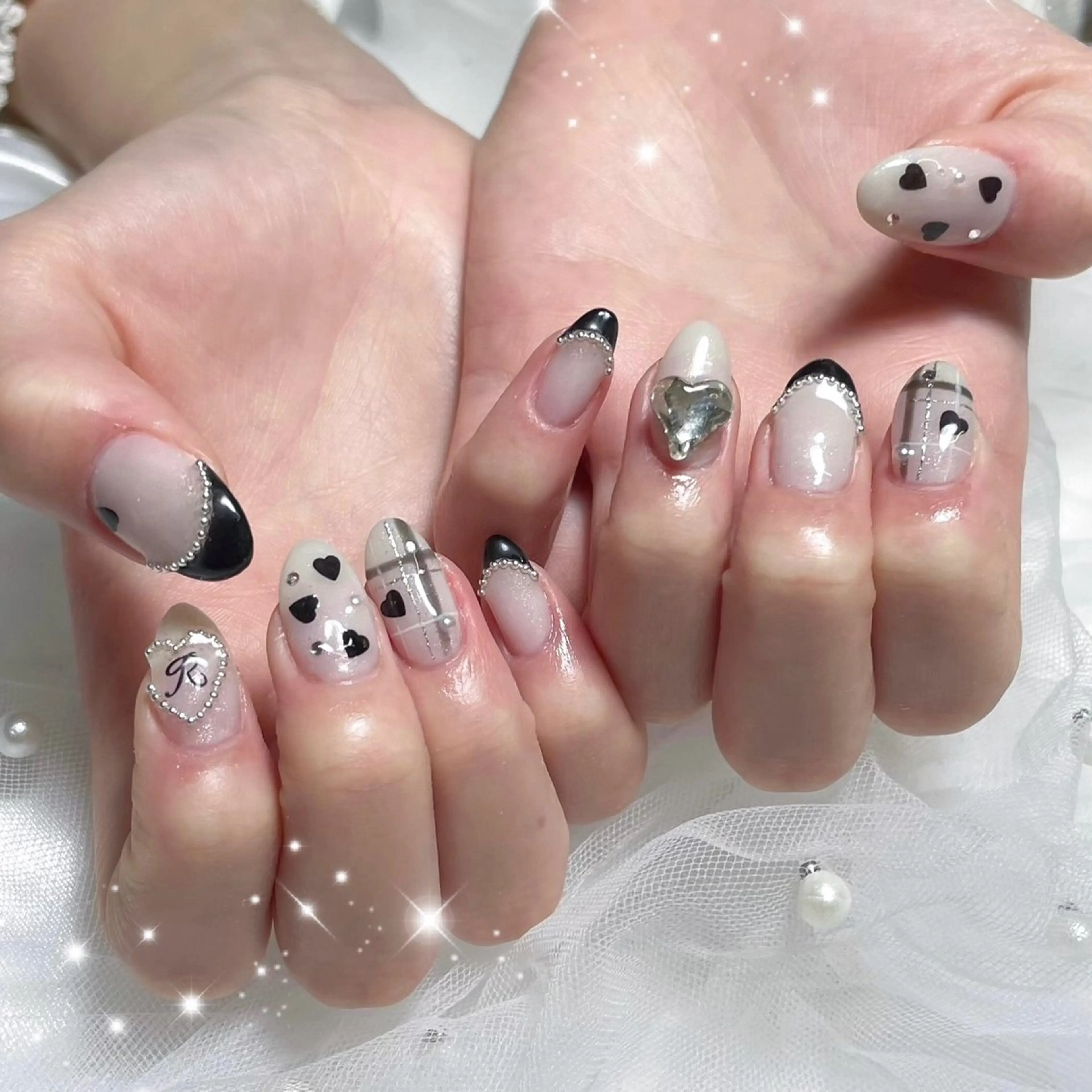 ネイル ハンドネイル 🎀藤沢ガーリーネイ ル/長さ出し🎀のネイルデザイン