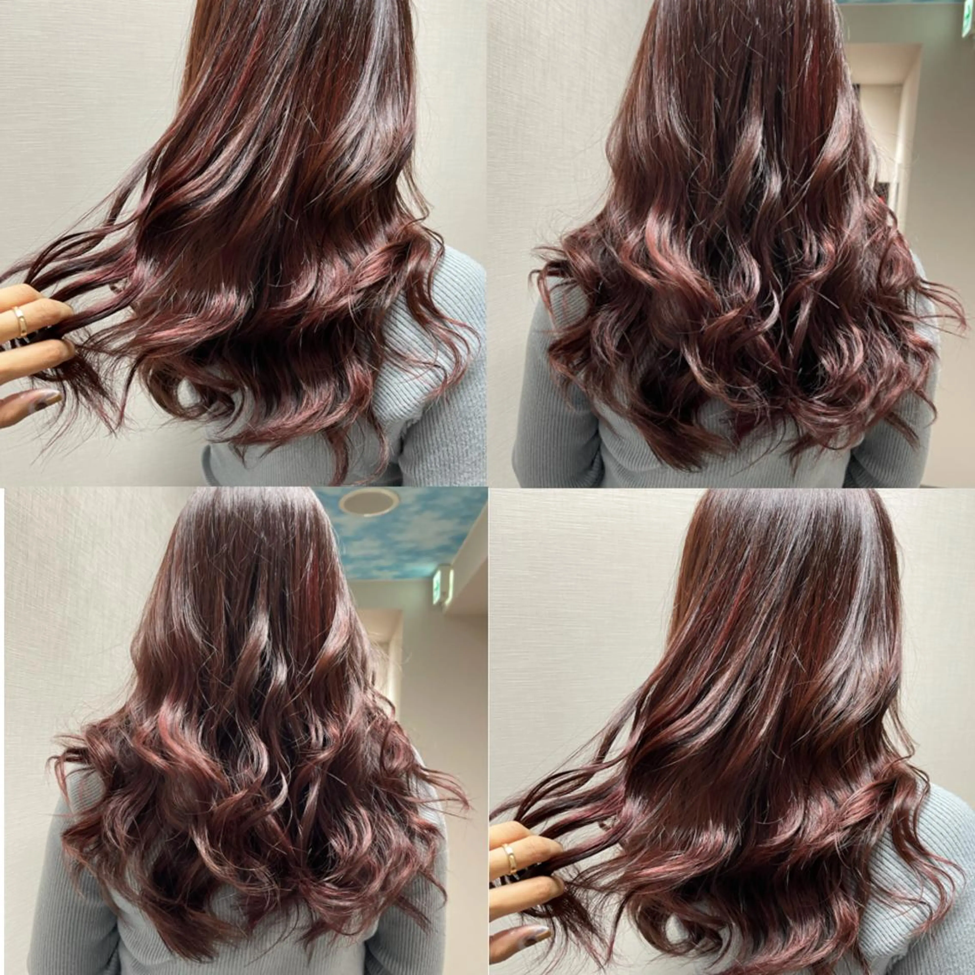 ロング カラー ボルドーカラー ヘアカラー 松井那津子 /ハイライトブリーチのヘアスタイル