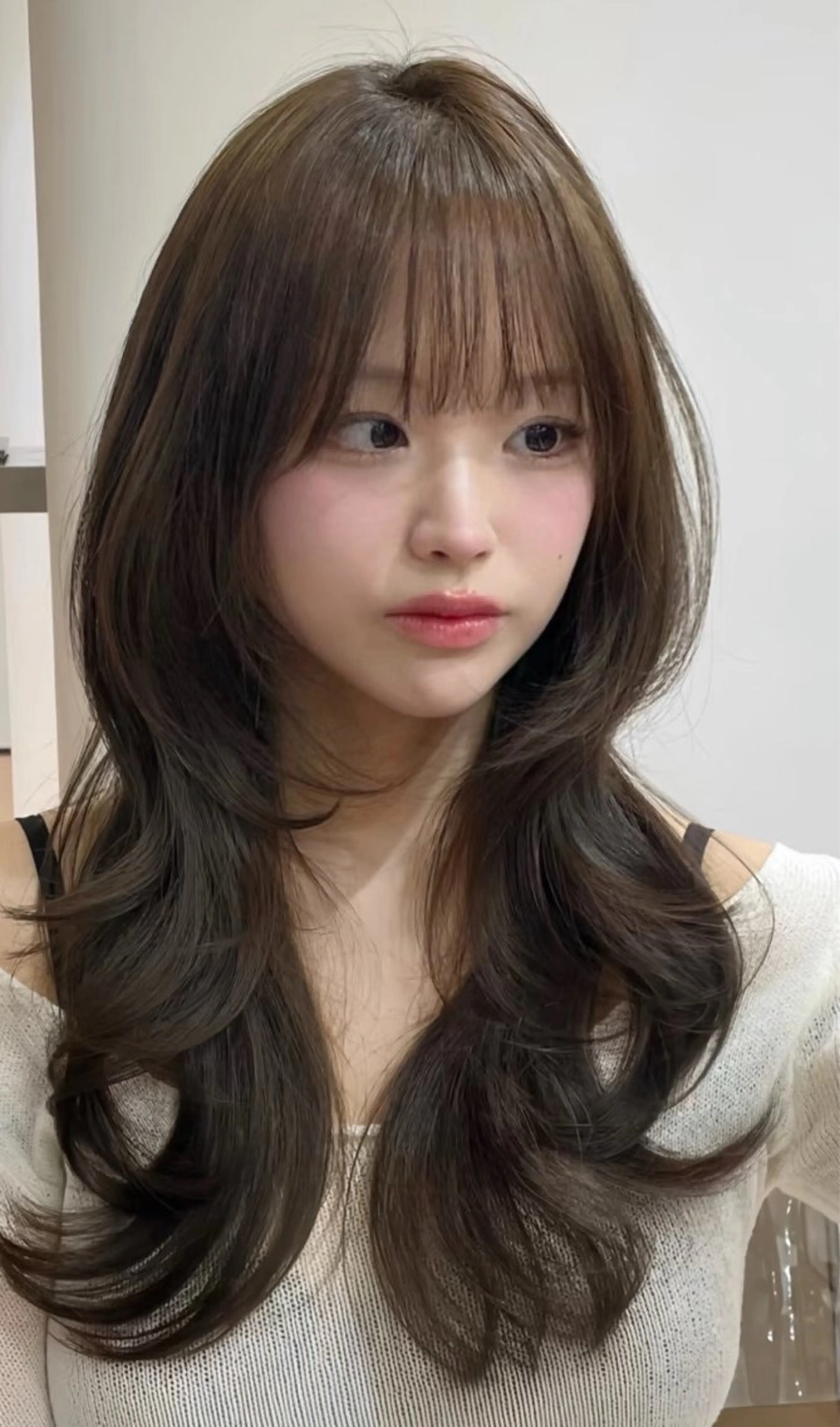 ロング カラー ブリーチ ブリーチなしカラー 髪質改善 韓国風ヘア レイヤーカット カット ヘアカラー トリートメント ヘアセット ARMONY表参道店所属・韓国風レイヤーカラー ライムのヘアスタイル