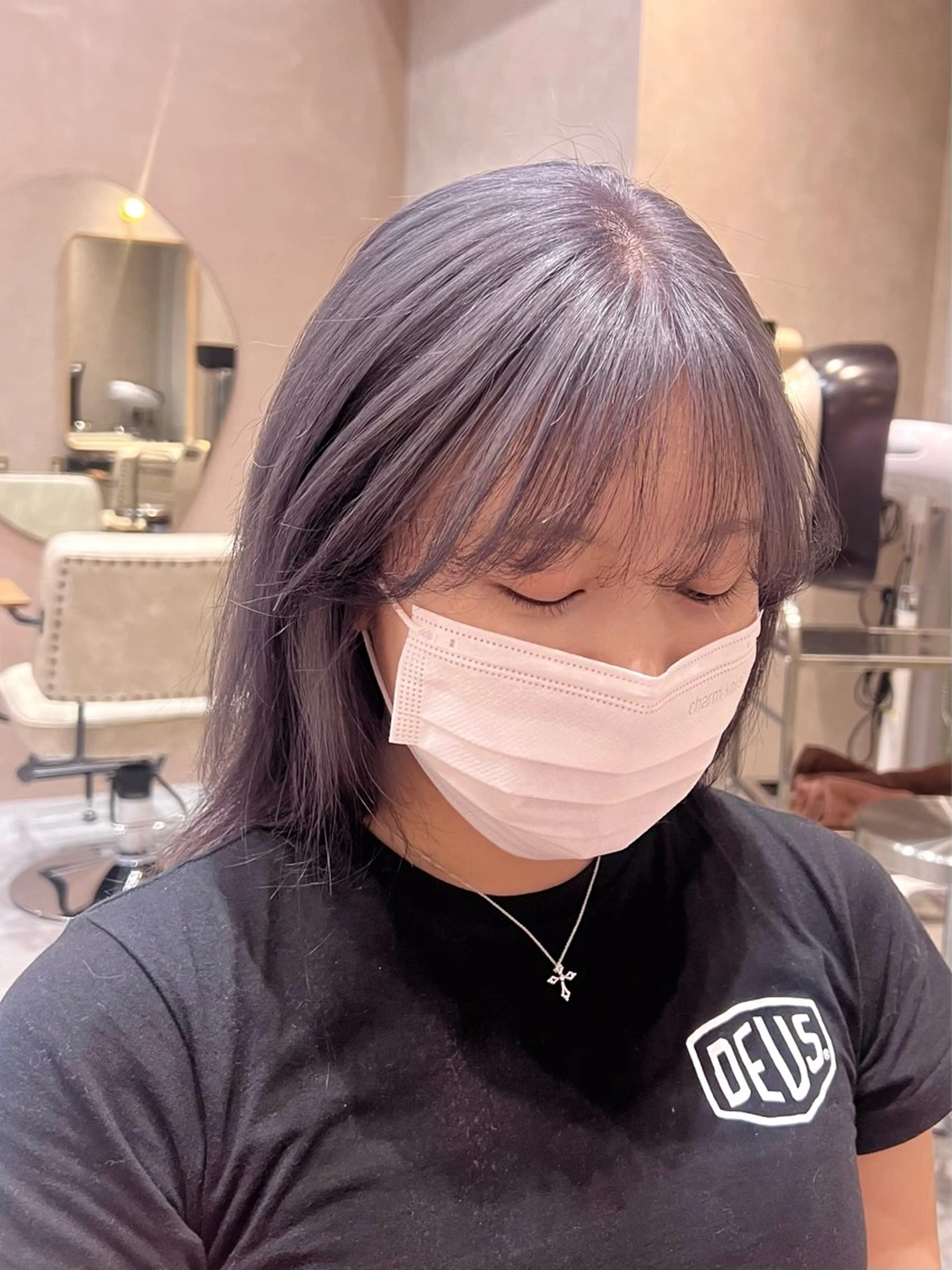 セミロング カラー ブリーチ 透明感カラー ダブルカラー ハイトーンカラー パープルカラー ヘアカラー トリートメント 透明感/明るめ ヘア/kazui🐈のヘアスタイル