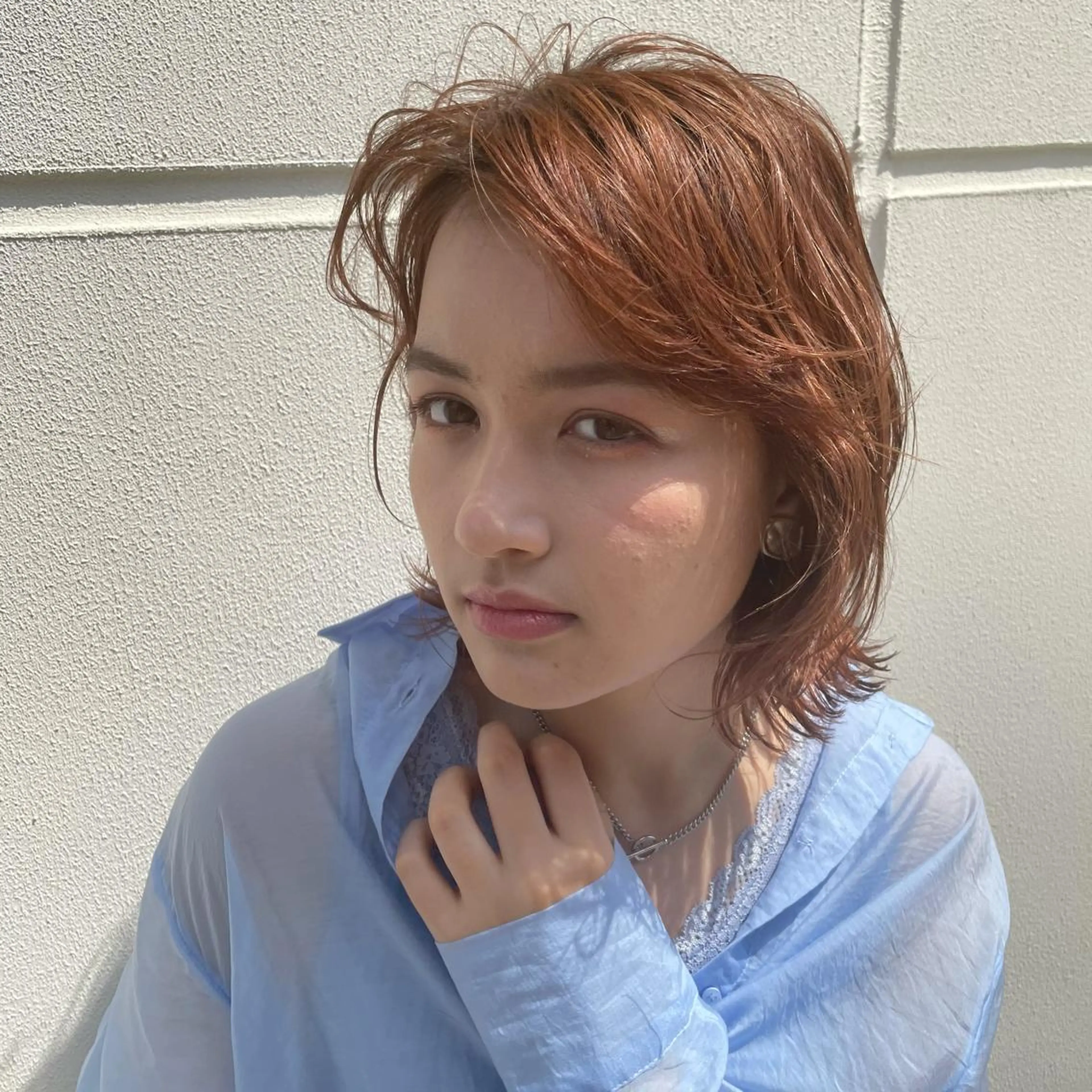 ショート カラー カット ヘアカラー ブリーチなしで透け感 暖色カラーボブaoiのヘアスタイル