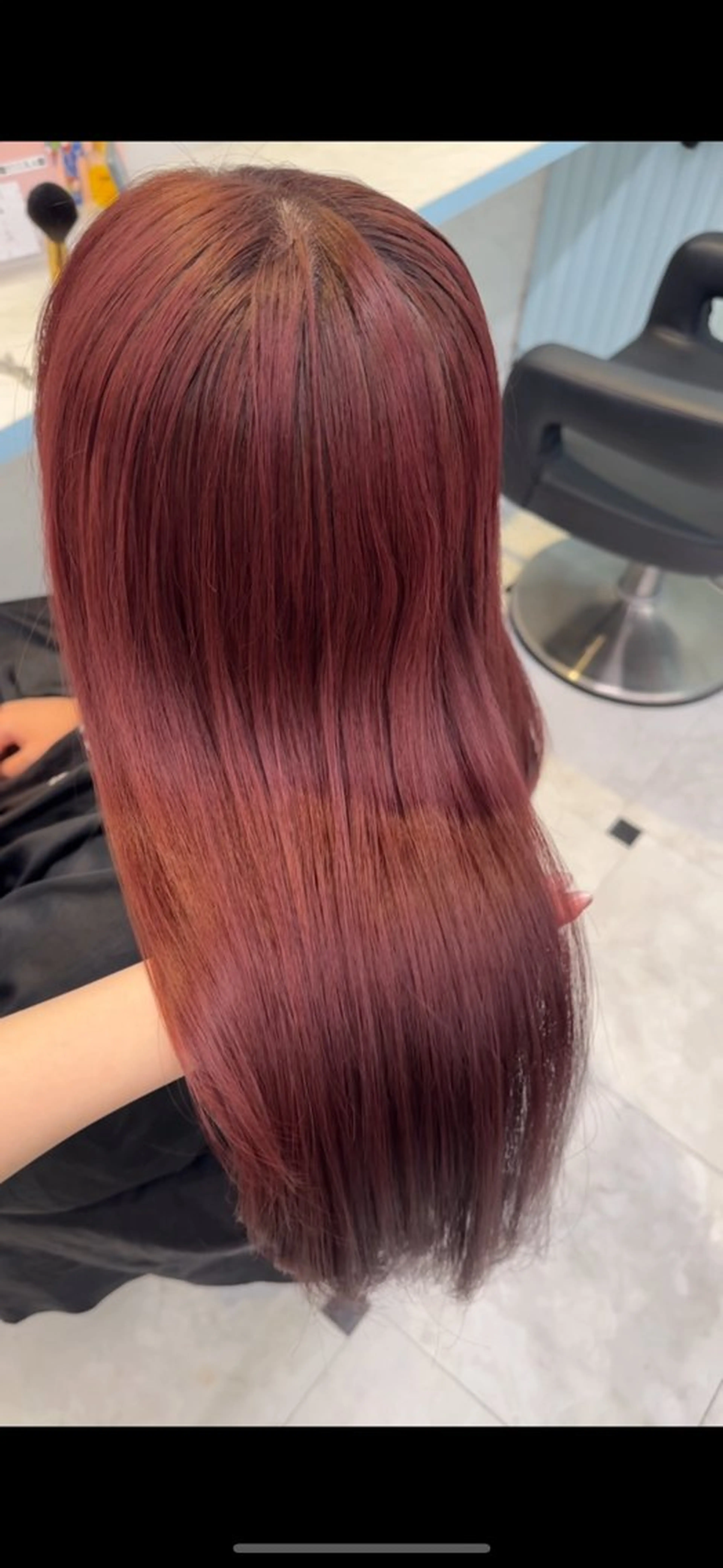 ロング カラー ピンクカラー レッドカラー ヘアカラー トリートメント ♥️暖色モテカラ ー♥️由夏のヘアスタイル