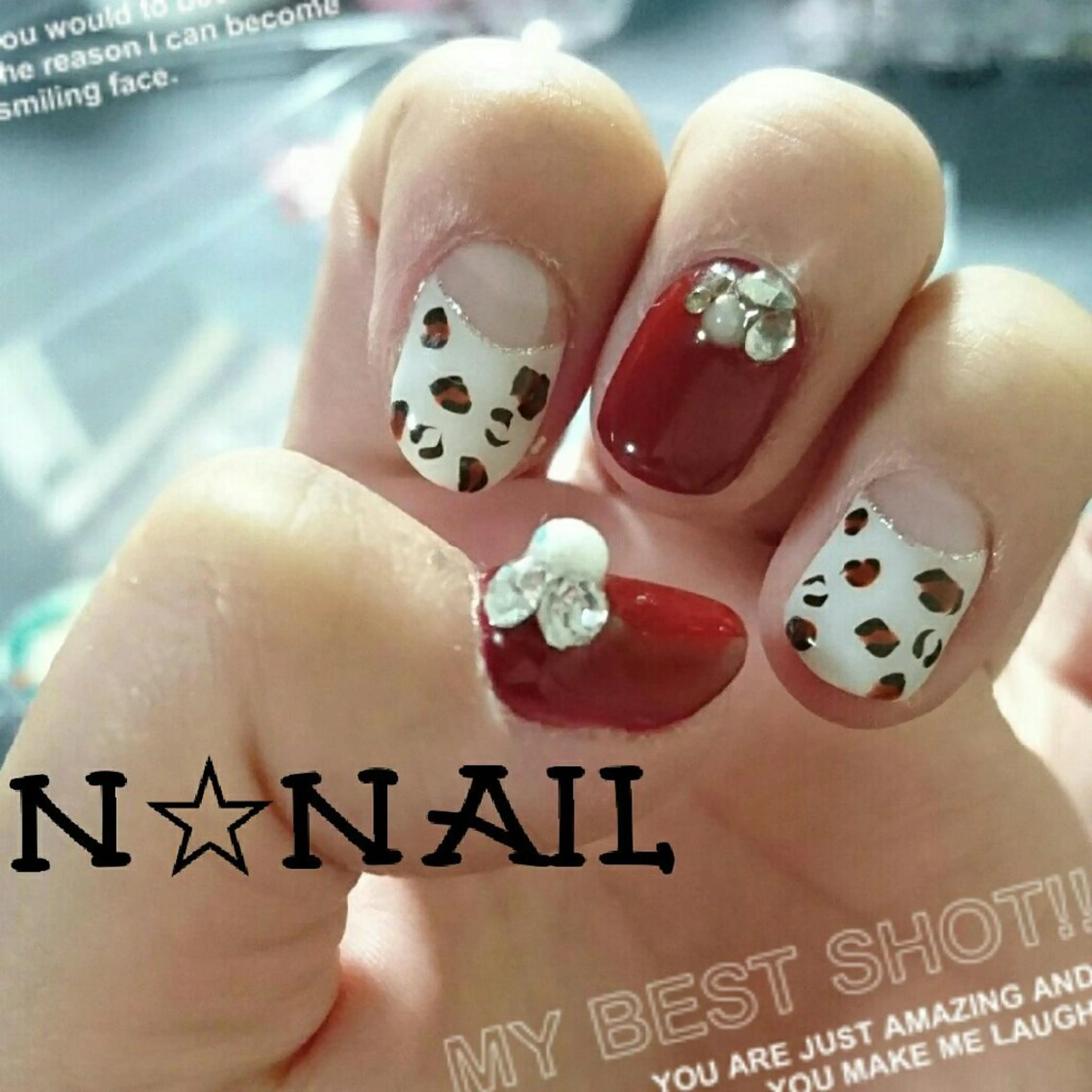 ネイル アニマル柄 ボルドー nail atelier_Moment所属・nail Momentのネイルデザイン