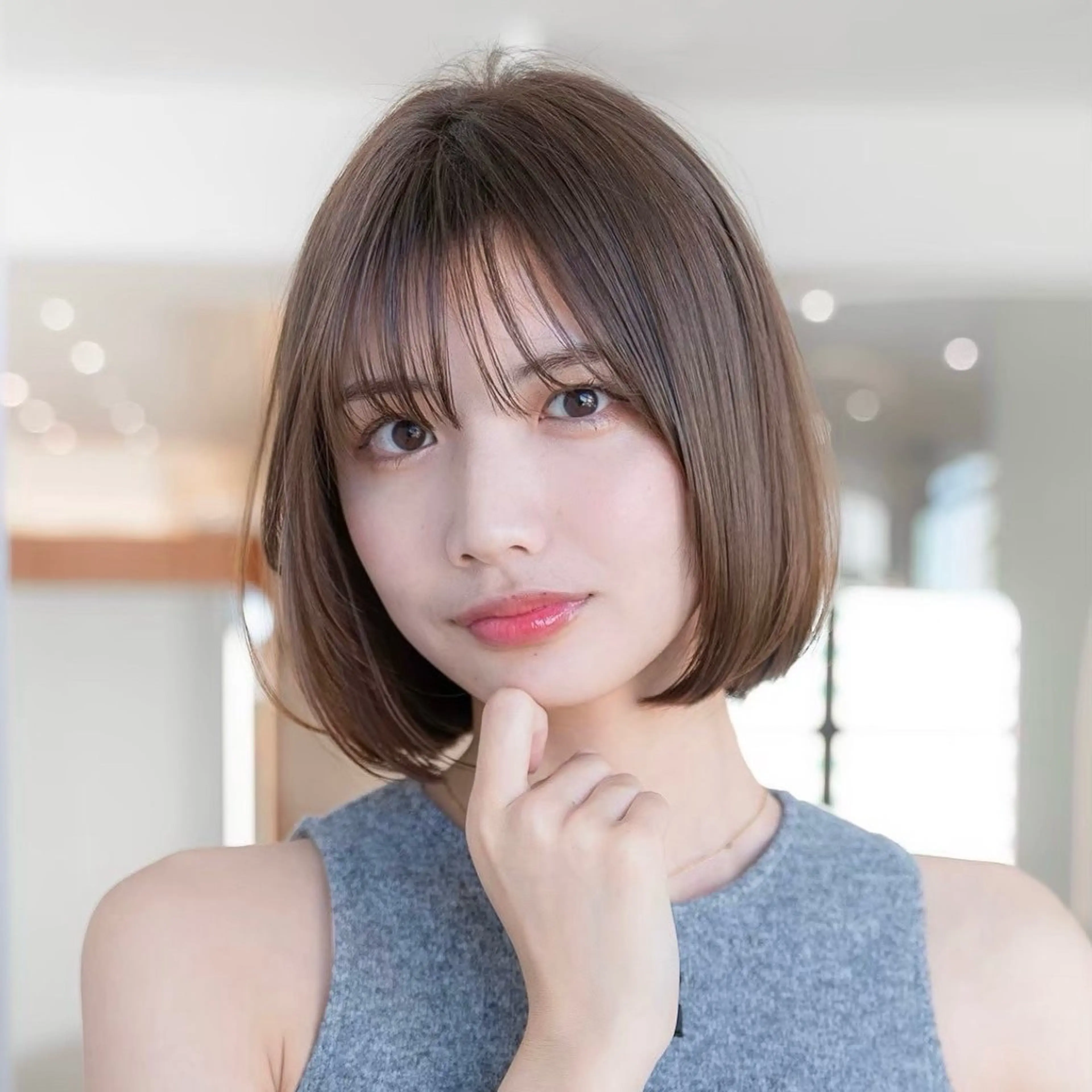 ミディアム カラー 切りっぱなしボブ ショートボブ ボブレイヤー ボブ くびれヘア カット ヘアカラー トリートメント 渋谷ボブ/ショート 特化田中航平のヘアスタイル