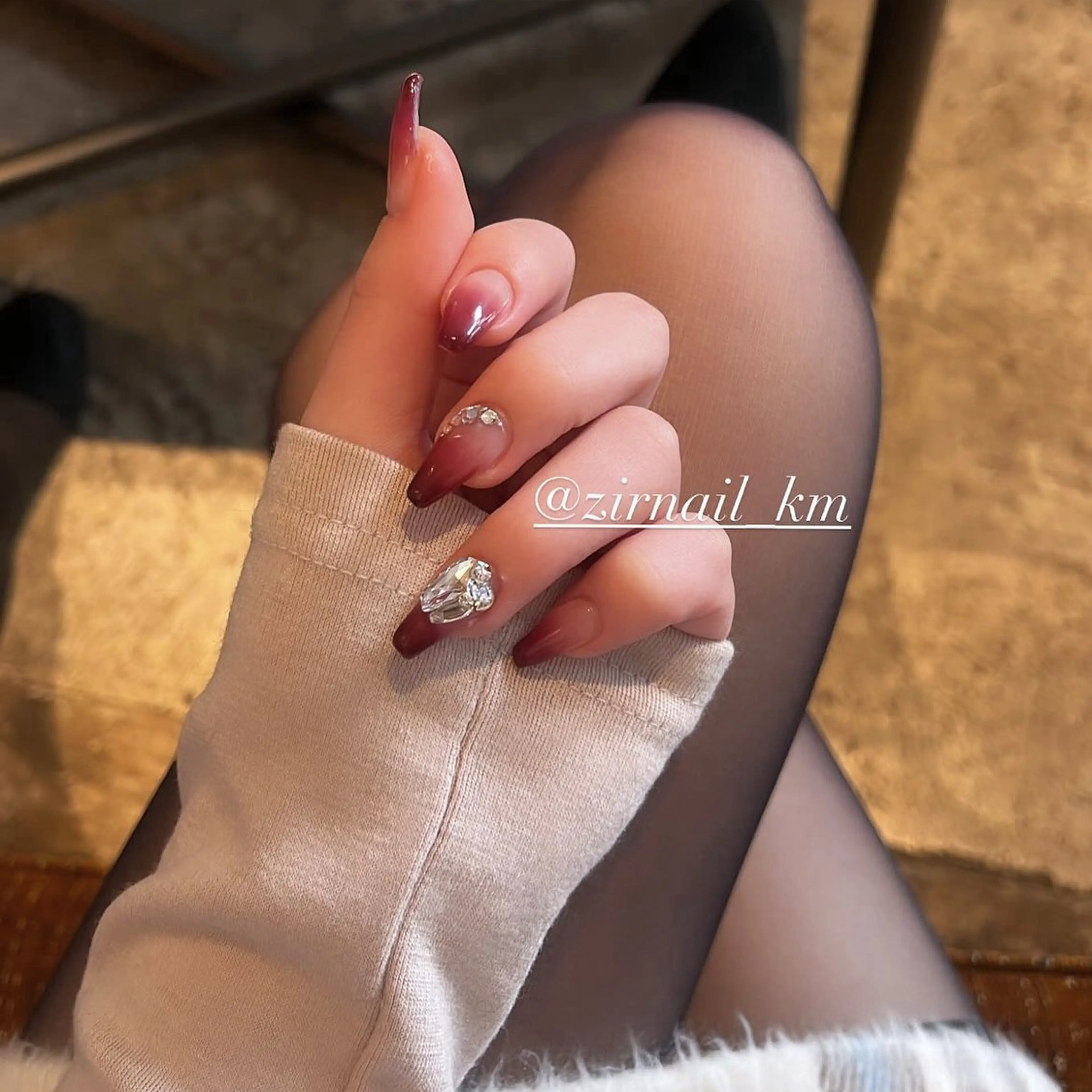ロング ハンドネイル zir nail 💞KASUMIのネイルデザイン