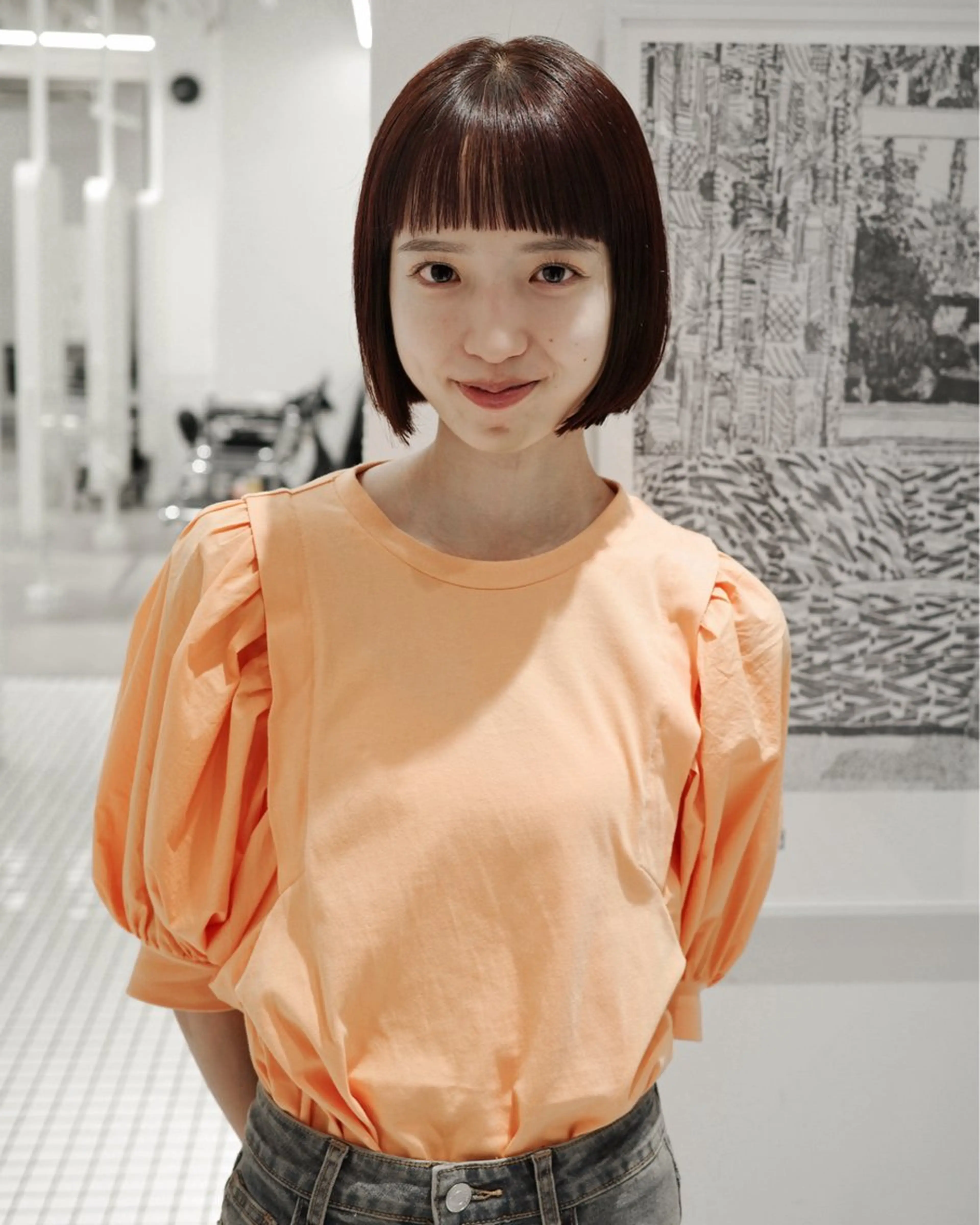 ショート カラー カット ヘアカラー 🌱ぱつっと/ボブ 🌱のヘアスタイル