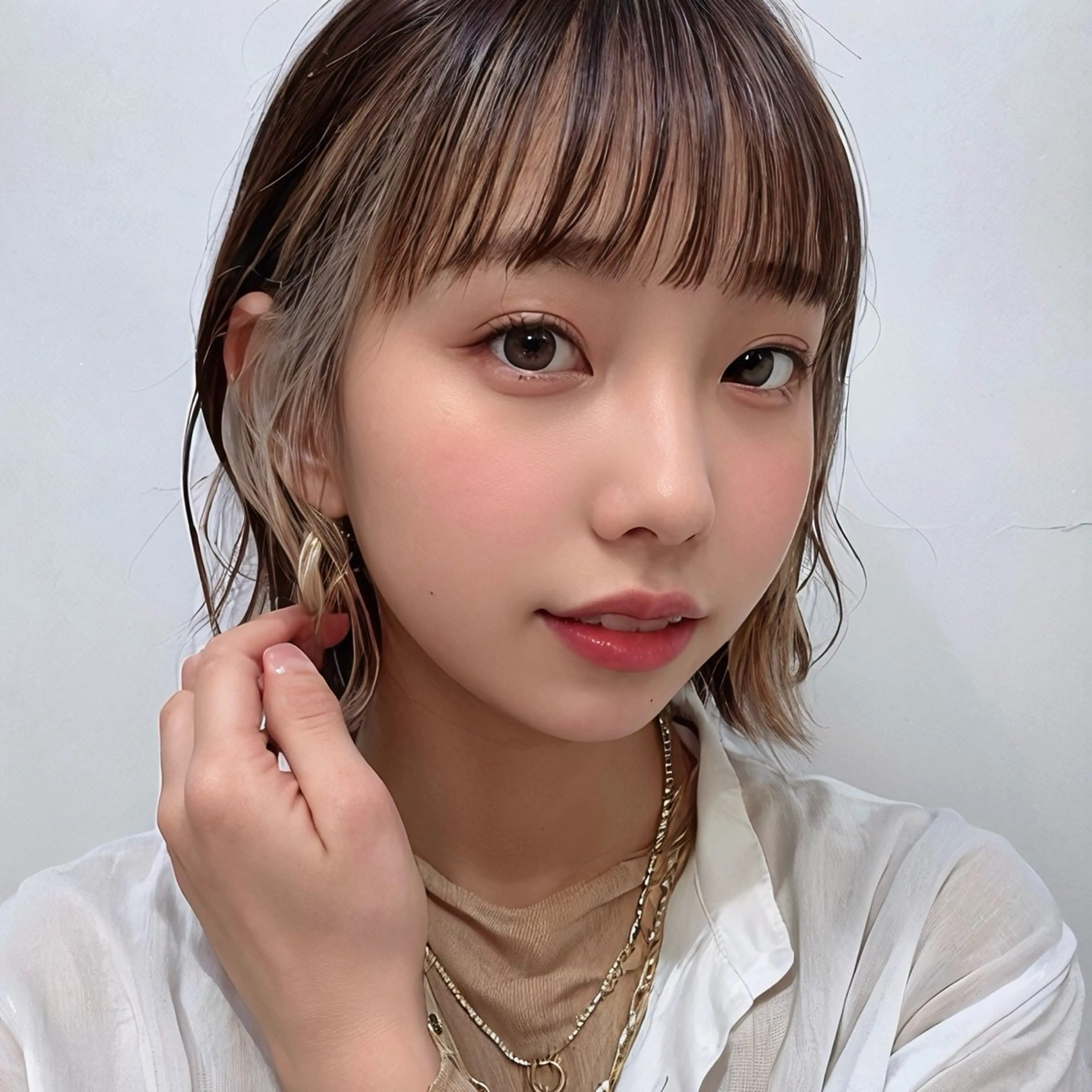 ミディアム カラー ベージュカラー ブリーチ インナーカラー ホワイトベージュ カット ヘアカラー トリートメント インナーカラー/レイ ヤーカット♡/マキシのヘアスタイル