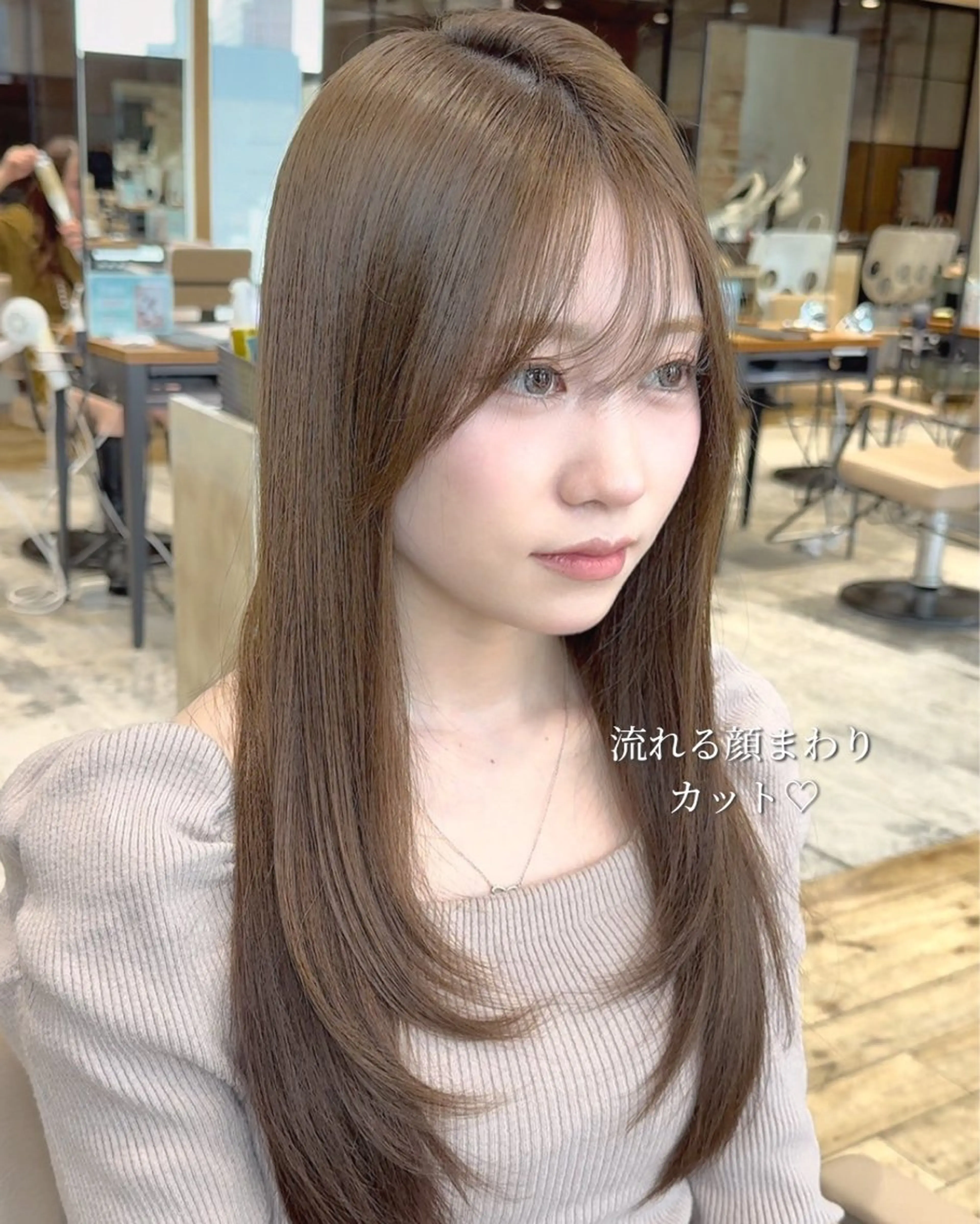 ロング カラー 韓国風ヘア レイヤーカット カット ヘアカラー トリートメント ヘッドスパ 石戸谷　海斗/韓国 レイヤー/艶カラーのヘアスタイル