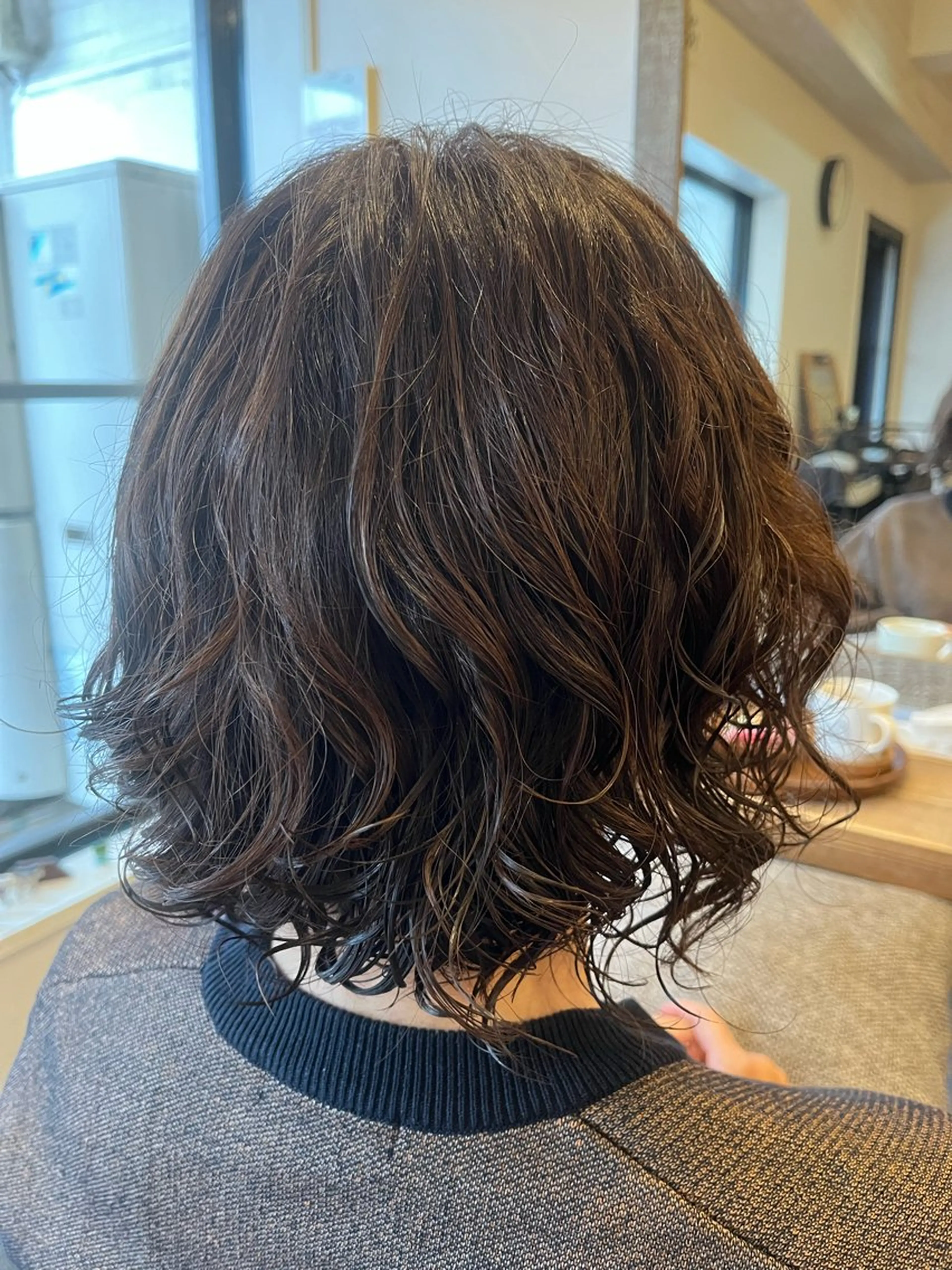 ミディアム カラー パーマ ミディアムパーマ カット パーマ トリートメント ふ くのヘアスタイル