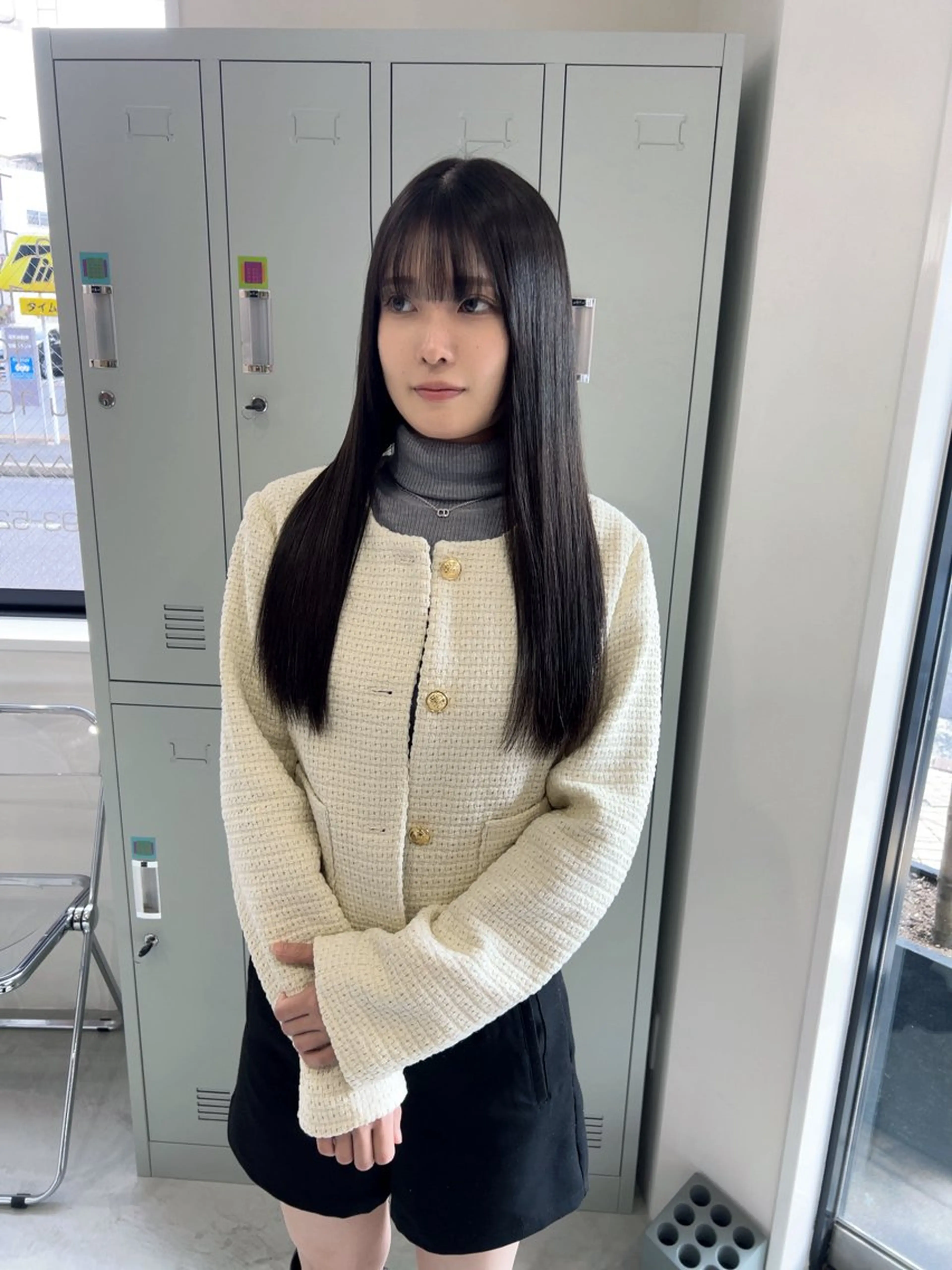 ロング カラー 縮毛矯正 トリートメント (h)wim ウィムのヘアスタイル