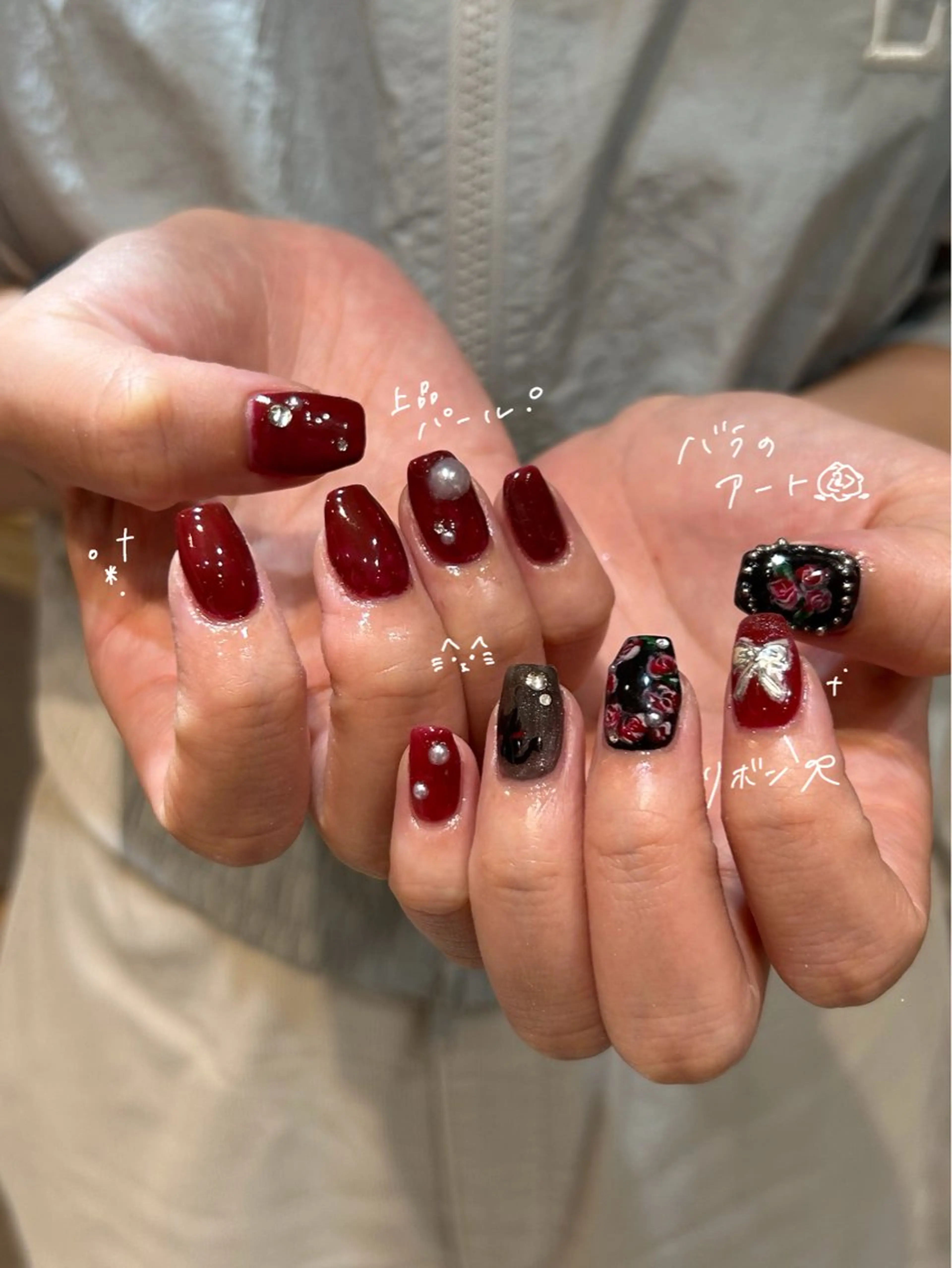 ネイル ハンドネイル レイヤー/手書きネイ ルCOCORO 🎀のネイルデザイン