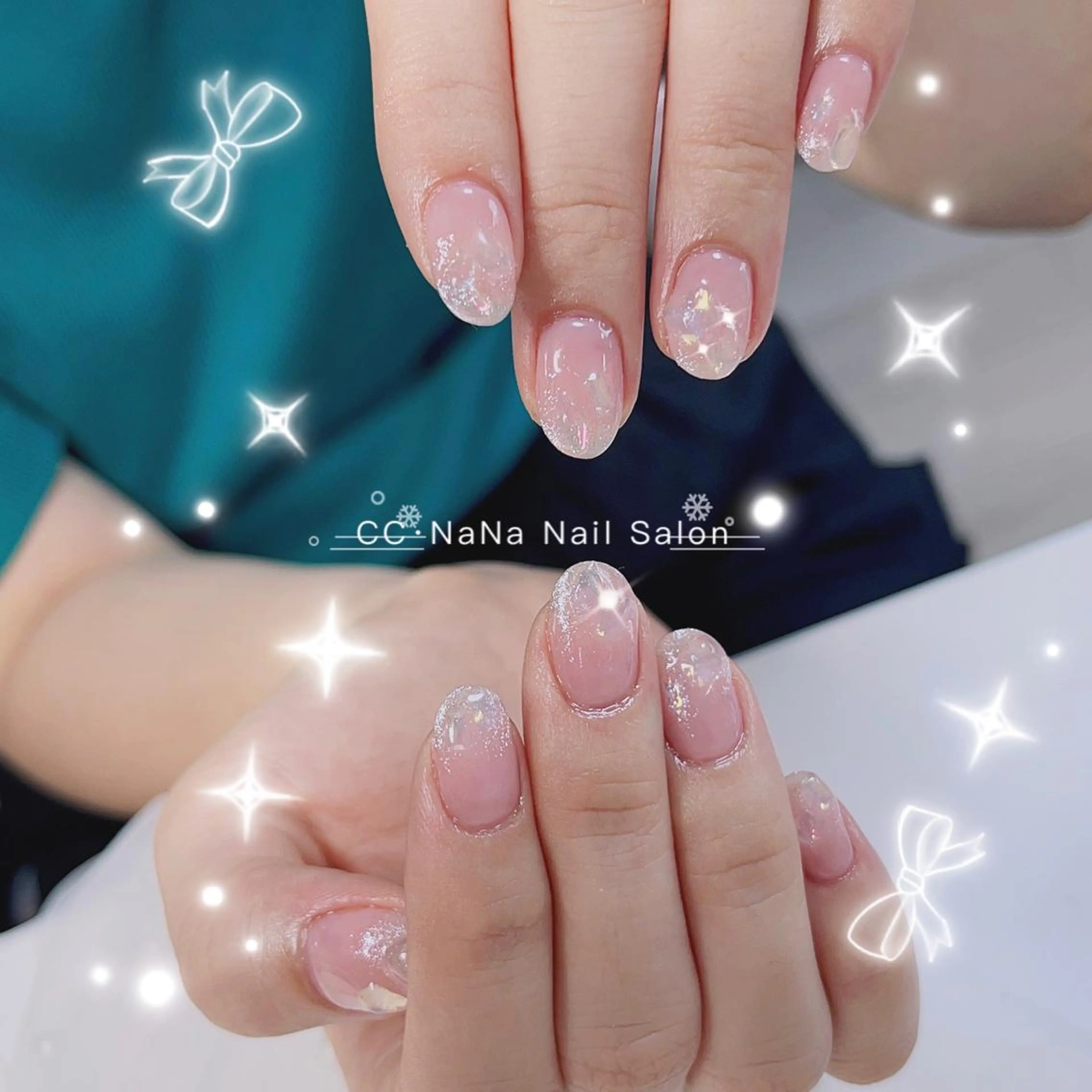 ネイル チークネイル フラッシュネイル ジェルネイル ハート キラキラネイル 💎CC・NaNa 韓国風ネイル🌙のネイルデザイン