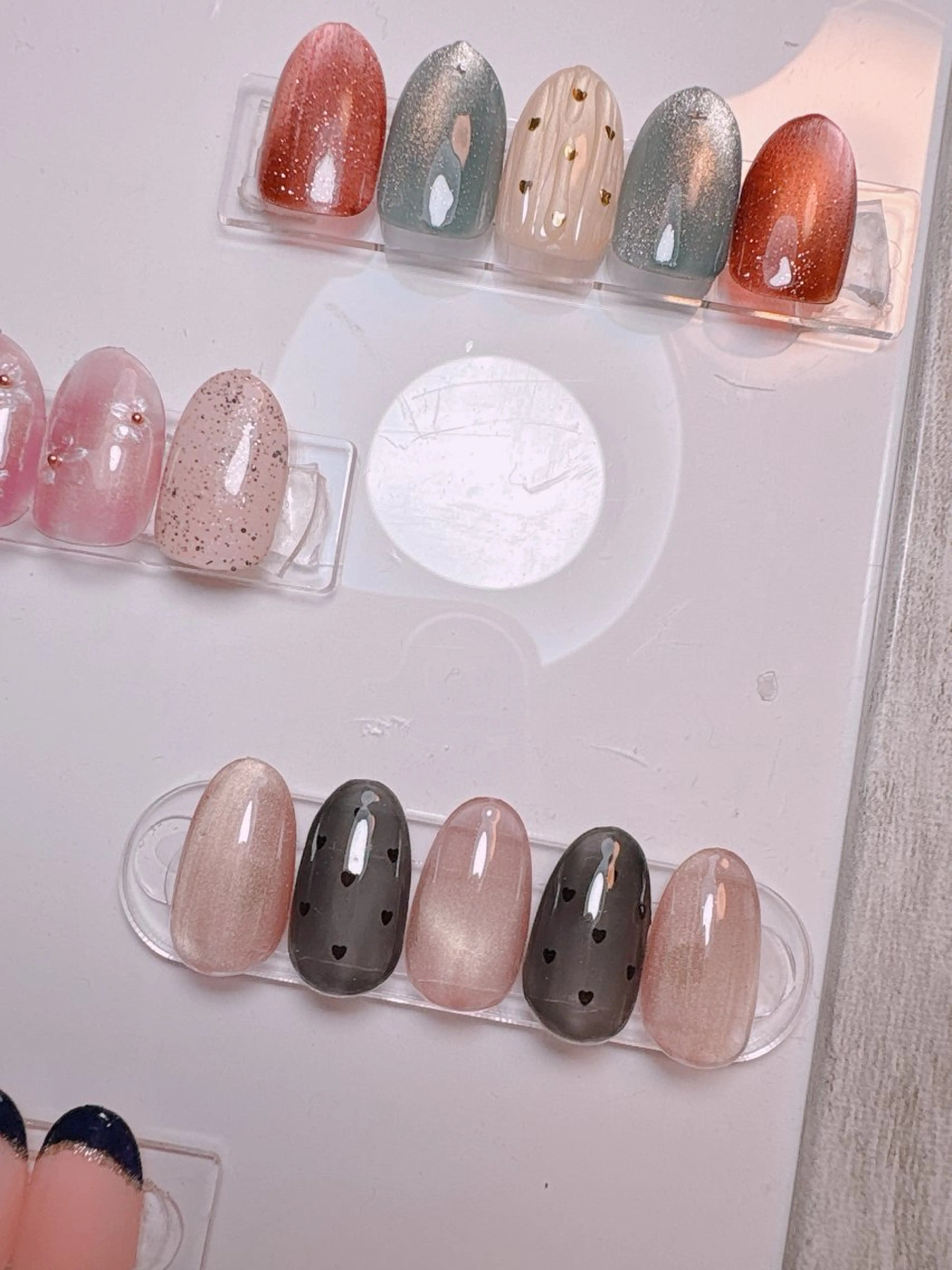 ネイル ブラウン マグネットネイル ピンク ハンドネイル nail room anのネイルデザイン