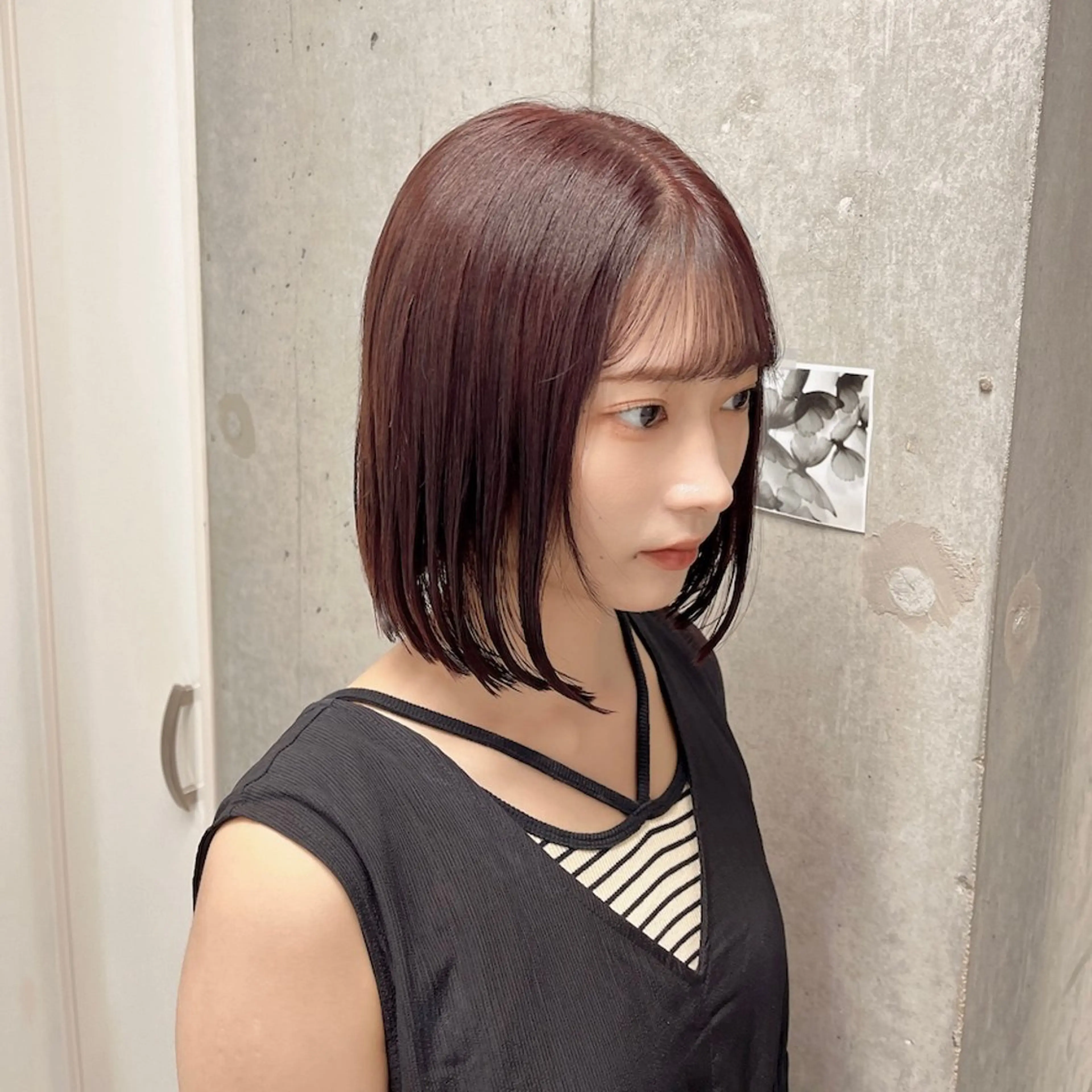 ショート カラー ヘアアレンジ ブリーチ カシス ブリーチなしカラー ねいるとあいの店キュプレ橘通店所属・harua キュプレ/アイリストのマツエク・マツパデザイン