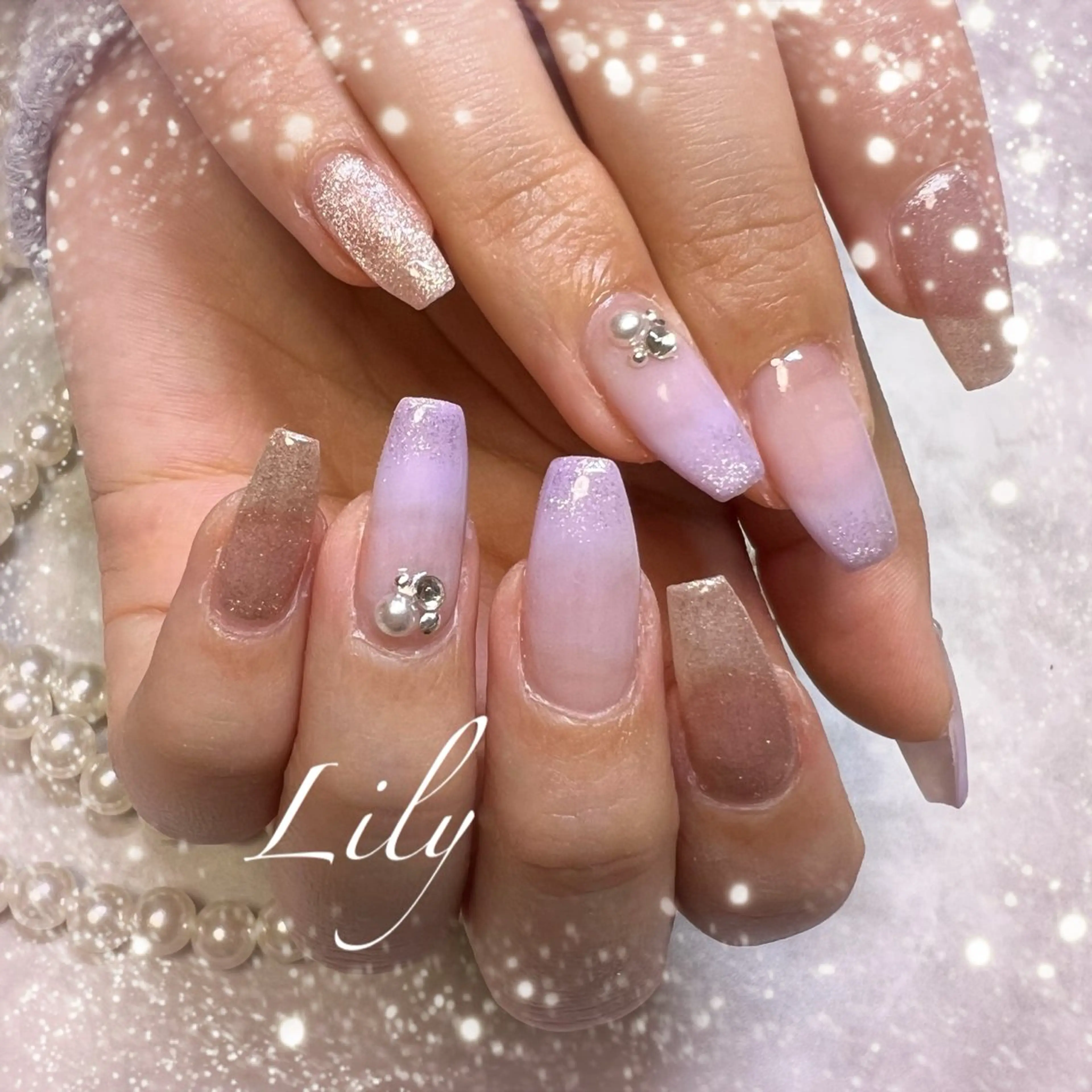 ネイル グラデーション マグネットネイル ハンドネイル Nailsalon Lilyのネイルデザイン