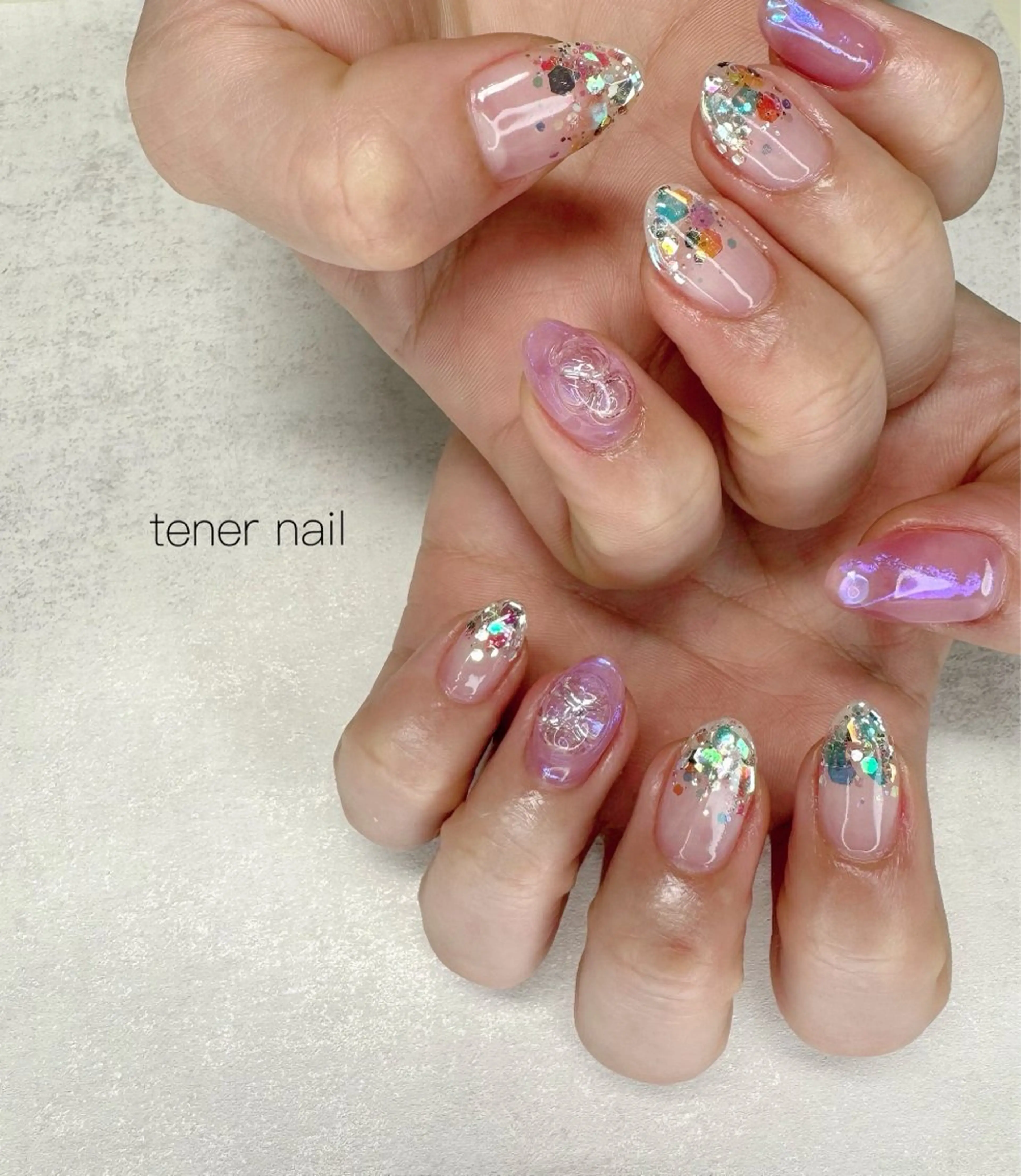 ネイル オーロラネイル キラキラネイル ハンドネイル tener  nail  テネルネイル所属・テネルネイル tener nailのネイルデザイン