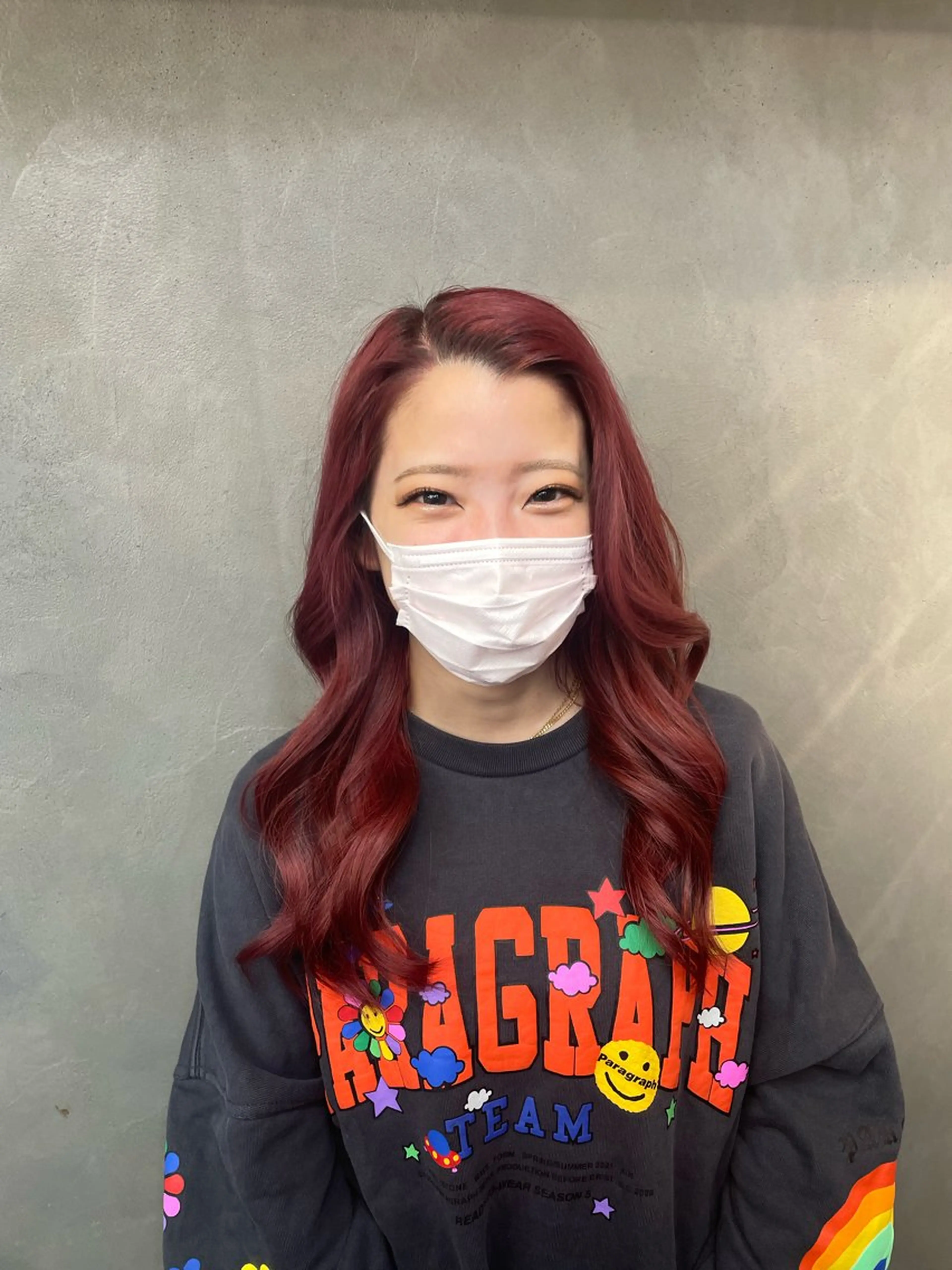 ロング カラー レッドカラー ヘアカラー TNB TOKYO所属・Insta 指名 No.1KURUMIのヘアスタイル