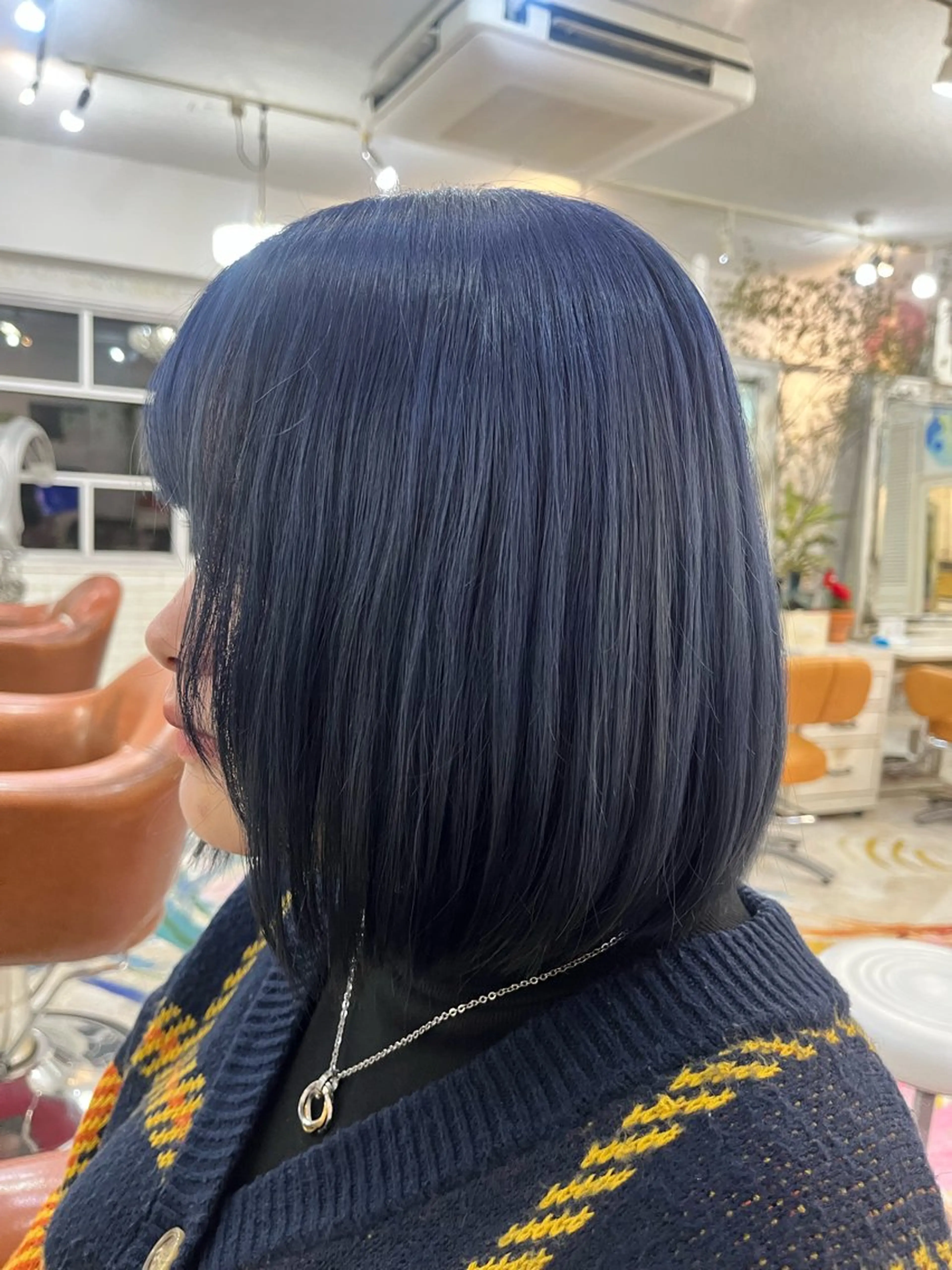 ミディアム カラー ブリーチ ネイビーカラー ヘアカラー トリートメント 🦋ニュアンスカラー mary's🦋原宿のヘアスタイル