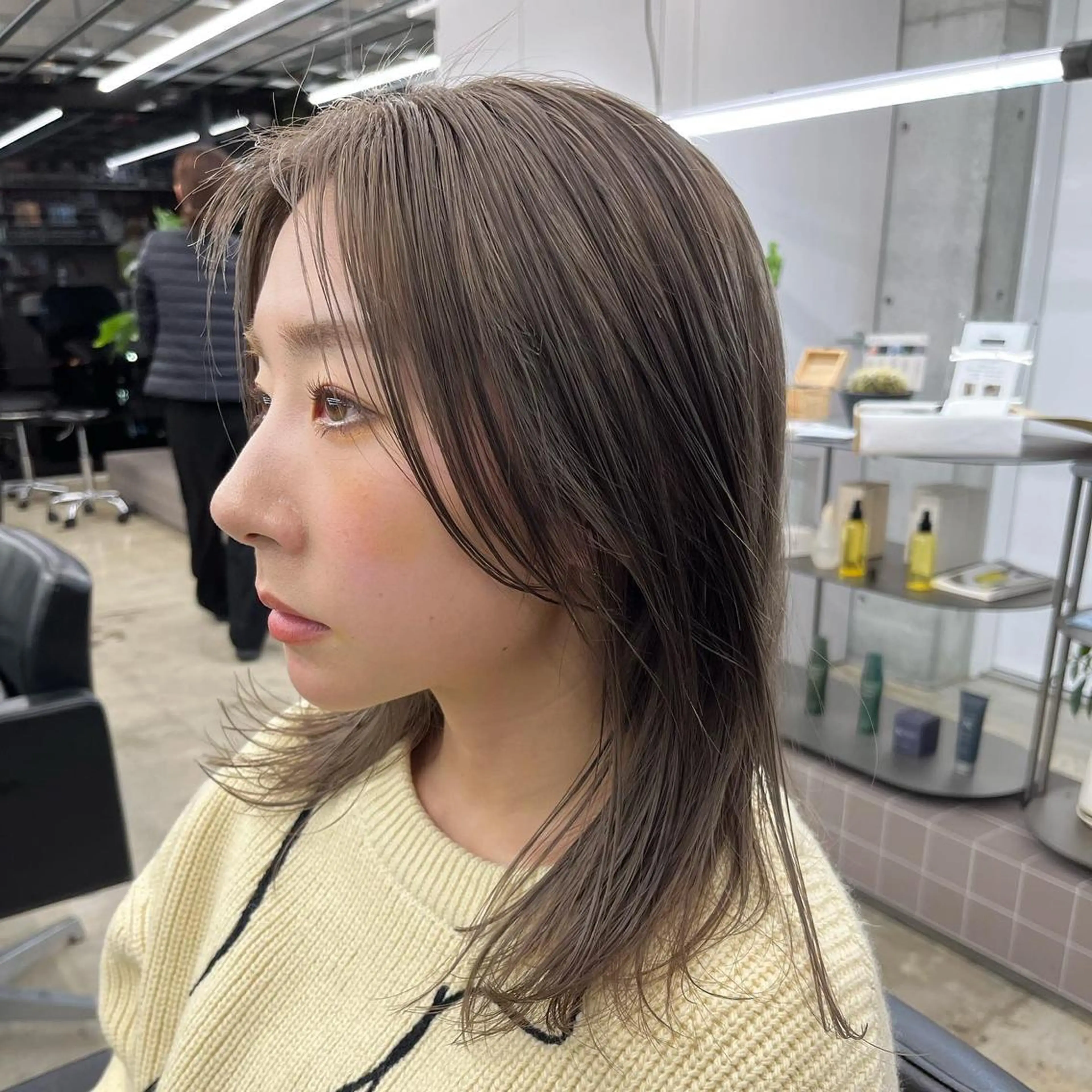 セミロング カラー カット ヘアカラー ダブルカラー/ ケアブリーチ/クニトのヘアスタイル