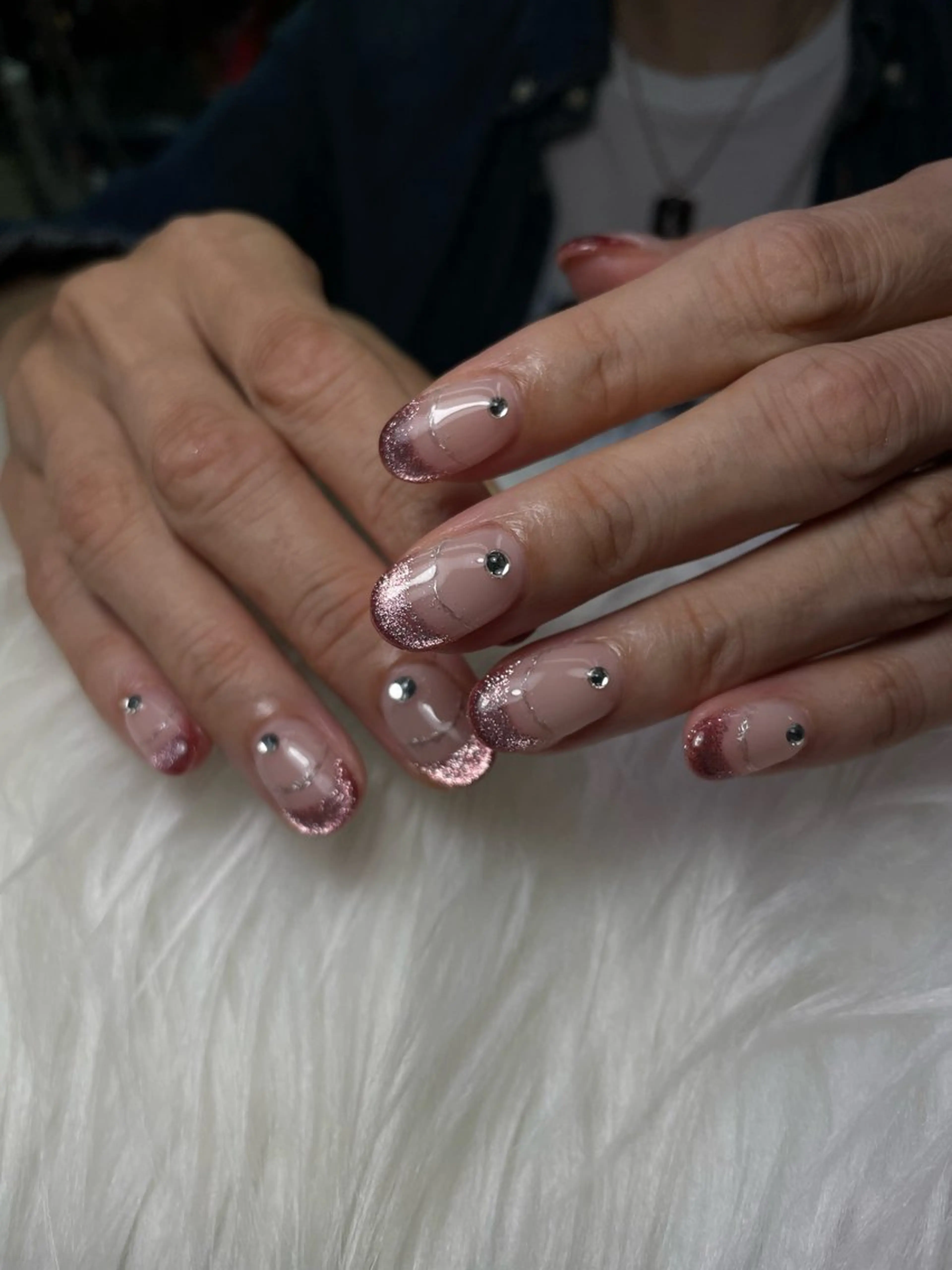 ネイル フレンチネイル マグネットネイル マグネットフレンチ ミラーネイル 美容室るーじゅ所属・美容室 るーじゅ/しいの木台のマツエク・マツパデザイン