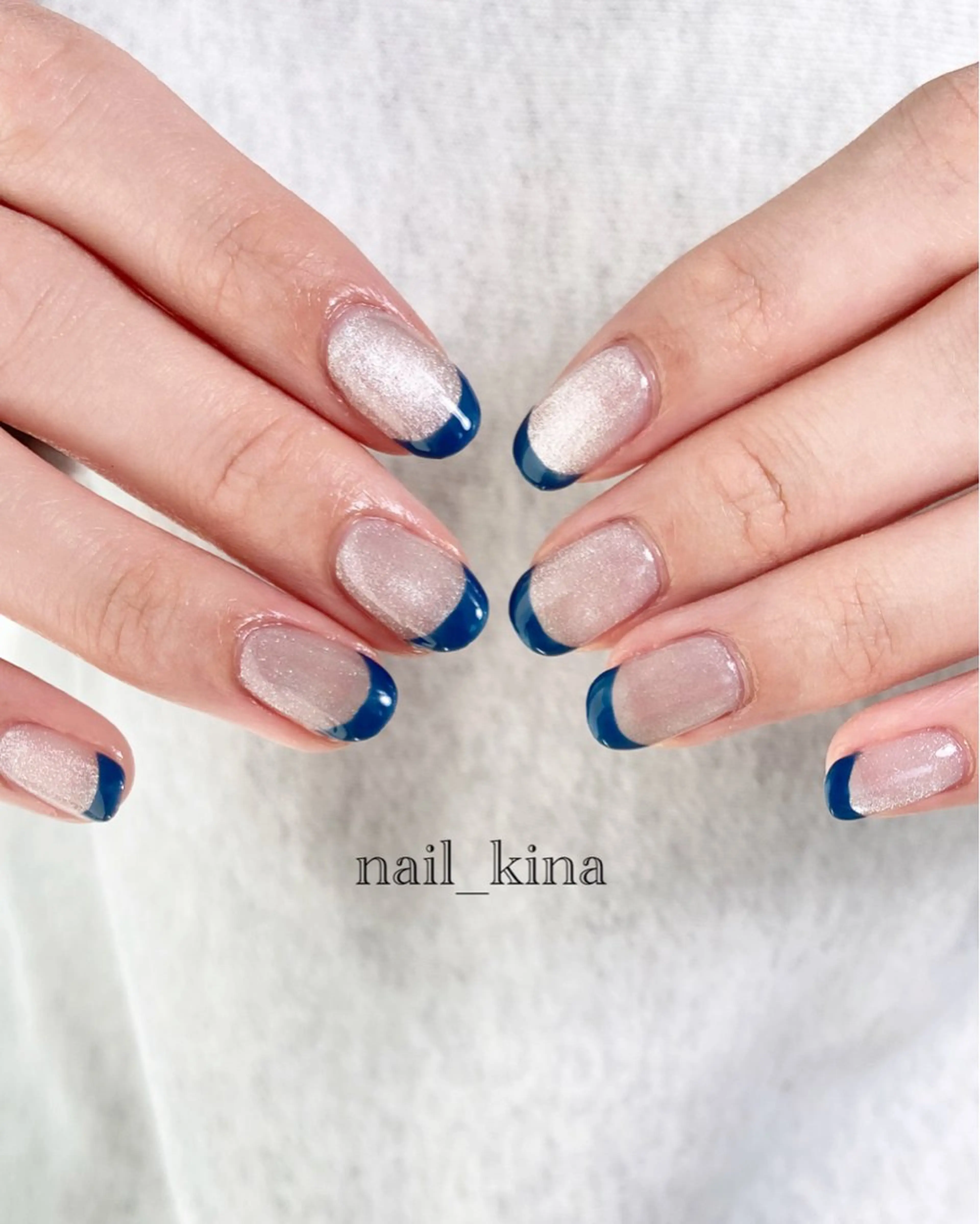 ネイル フレンチネイル マグネットネイル マグネットフレンチ 持ち込み ハンドネイル nail_ kinaのネイルデザイン