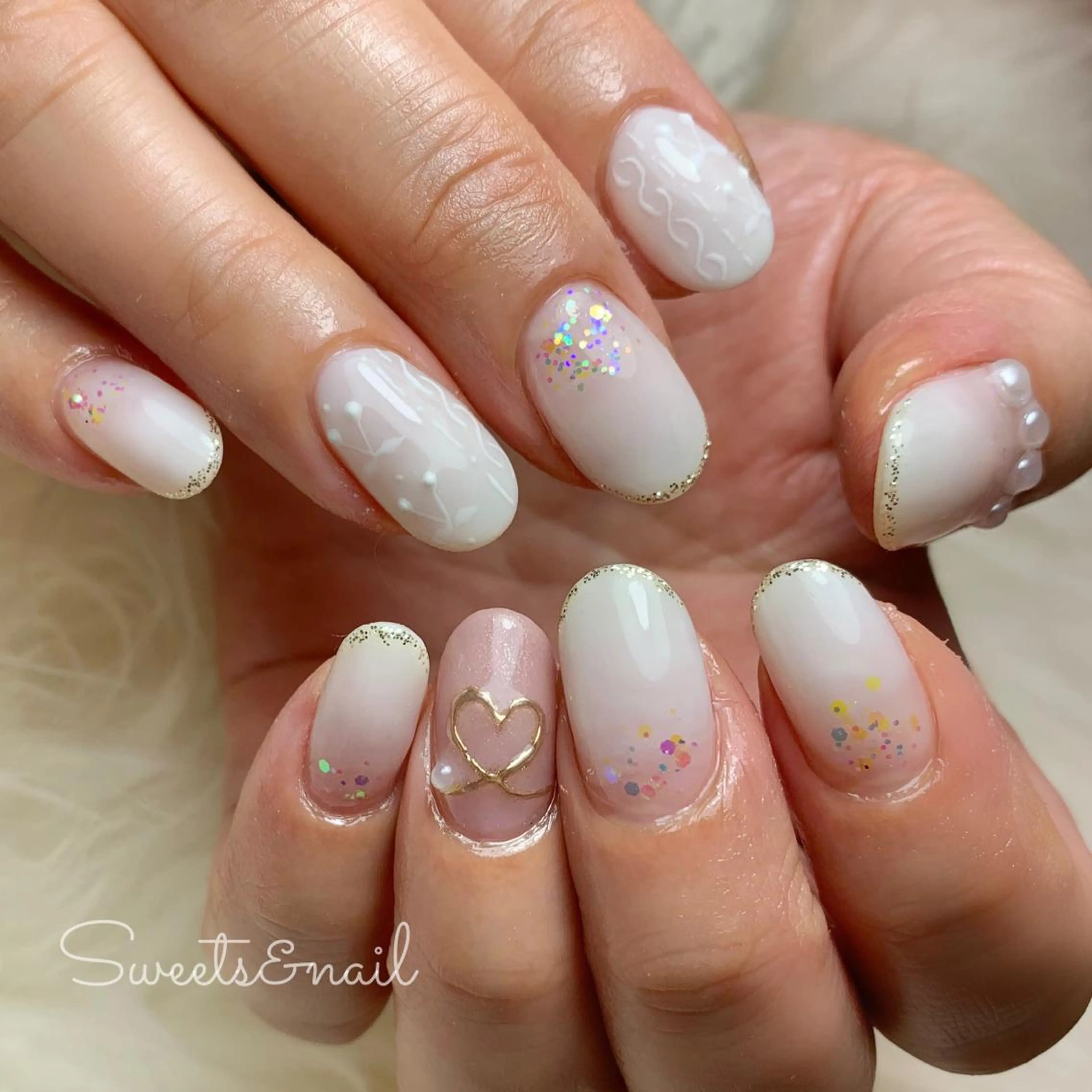 ネイル ホワイト Sweets& nail みなこのネイルデザイン