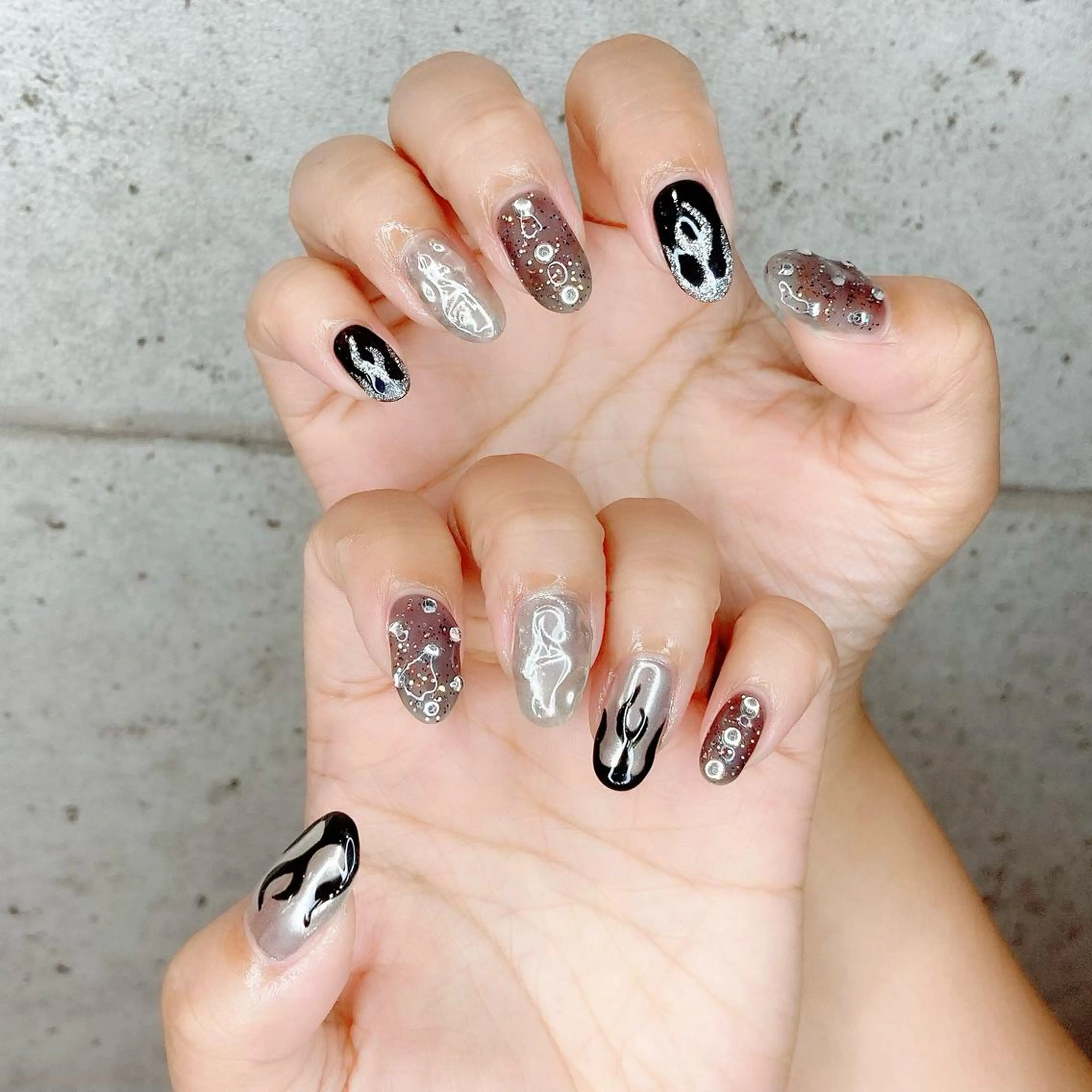 ネイル ジェルネイル キラキラネイル パラジェル 冬ネイル ハンドネイル Nail Kのネイルデザイン