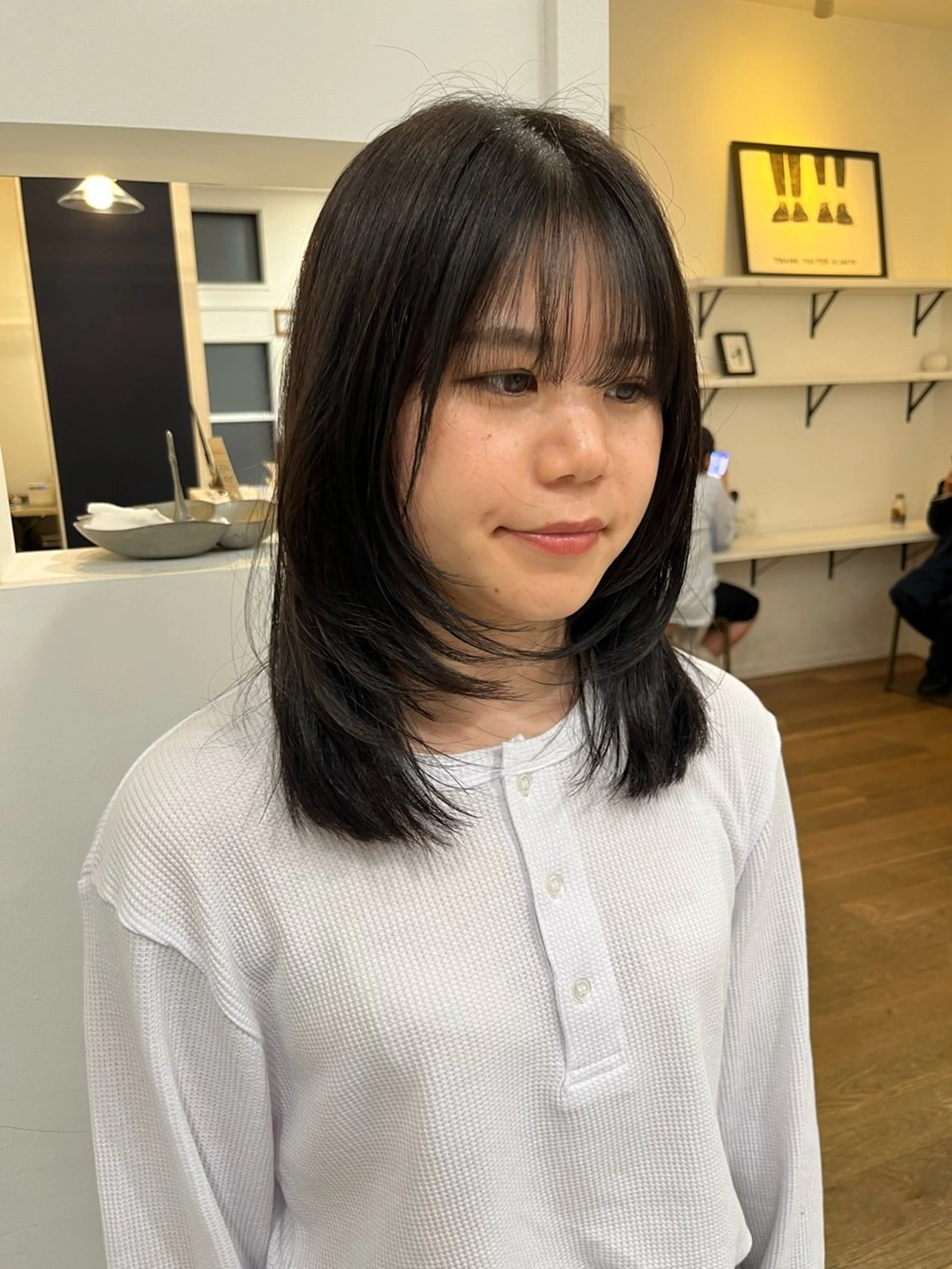 ミディアム カラー ヘアアレンジ レイヤーカット 無料カットモデル‪✨ ✂️Nanami🌷のヘアスタイル