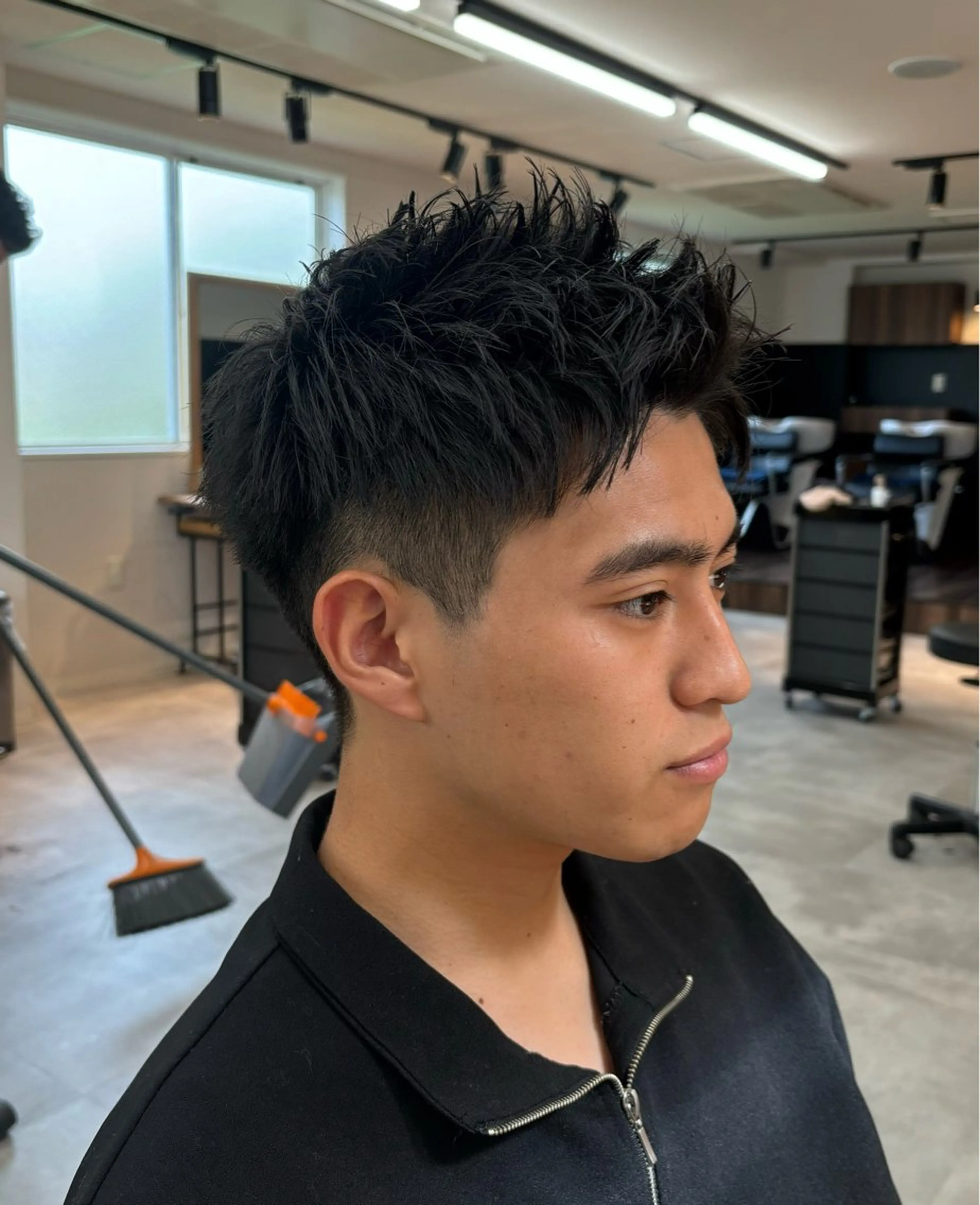 メンズ アップバング メンズショート ツーブロック カット 保立/メンズカット 千葉駅フェザーパーマのヘアスタイル
