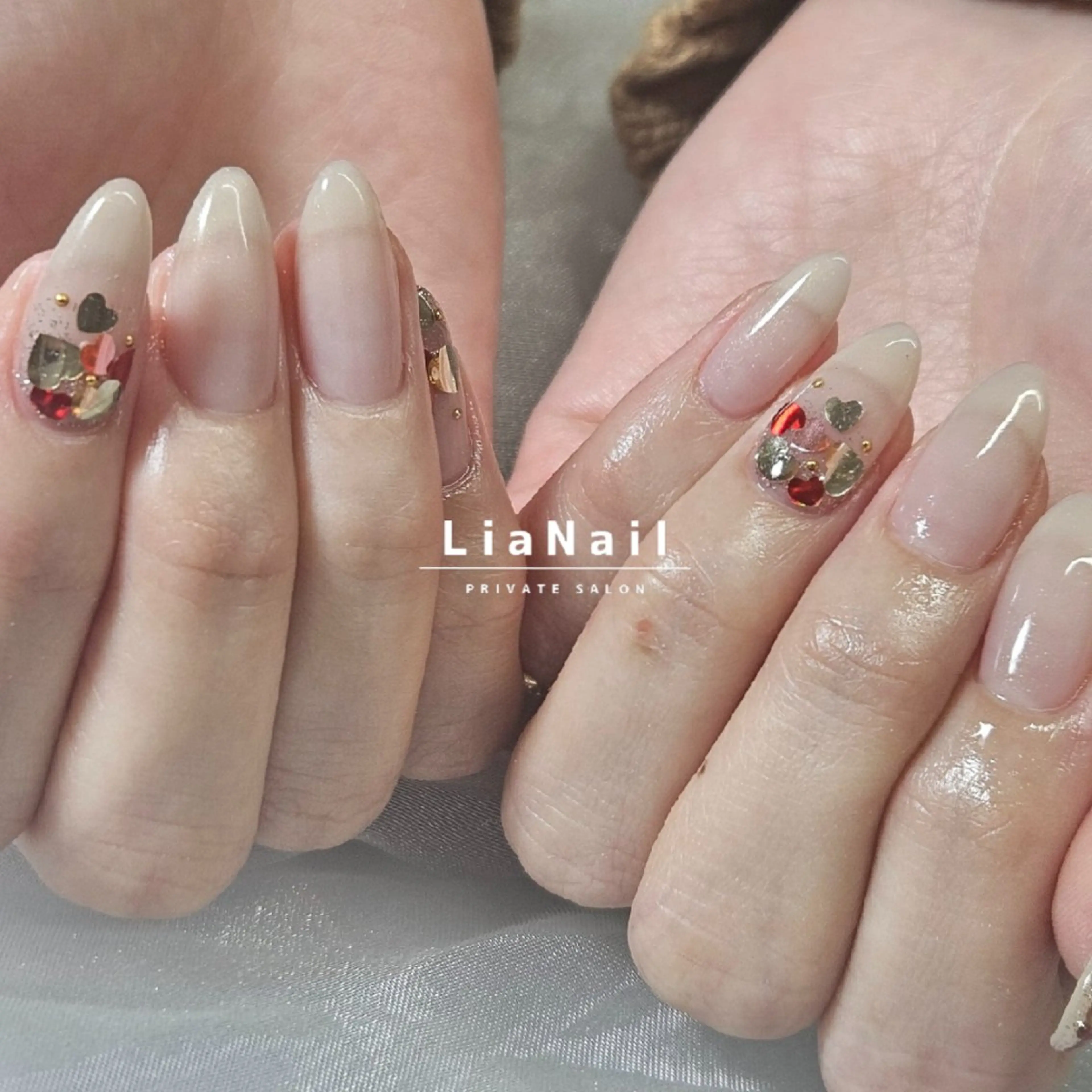 ネイル アートネイル ハート ハンドネイル Lia Nailのネイルデザイン